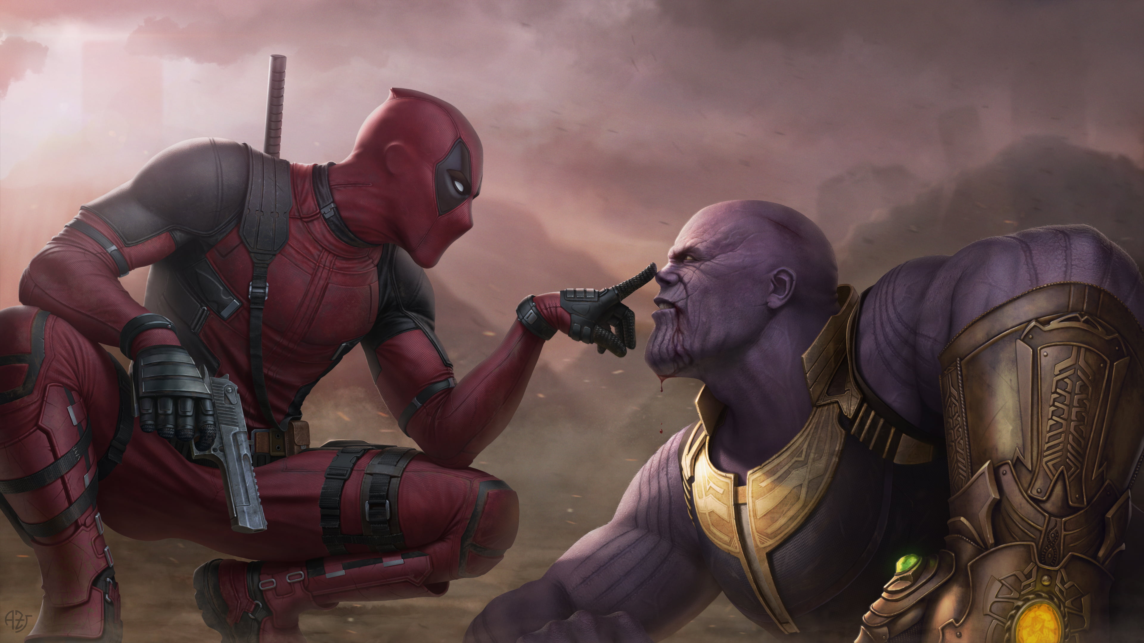 deadpool thanos hd superheroes artwork digital art 2k 4k