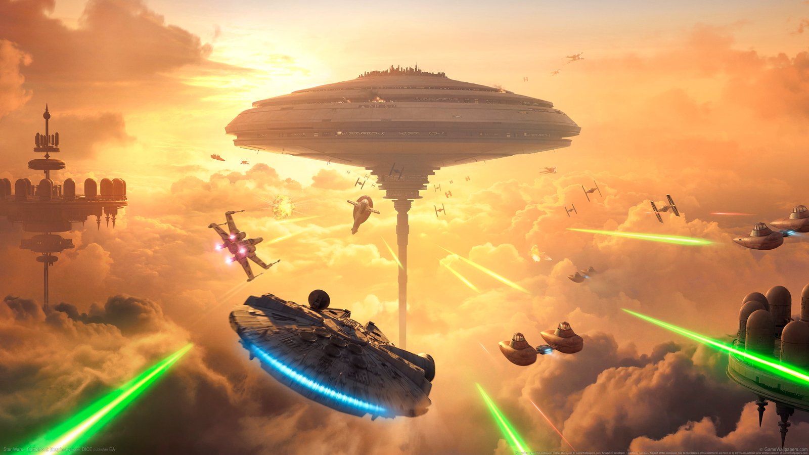 Star Wars Millennium Falcon digital wallpaper Battlefront 2k 4k