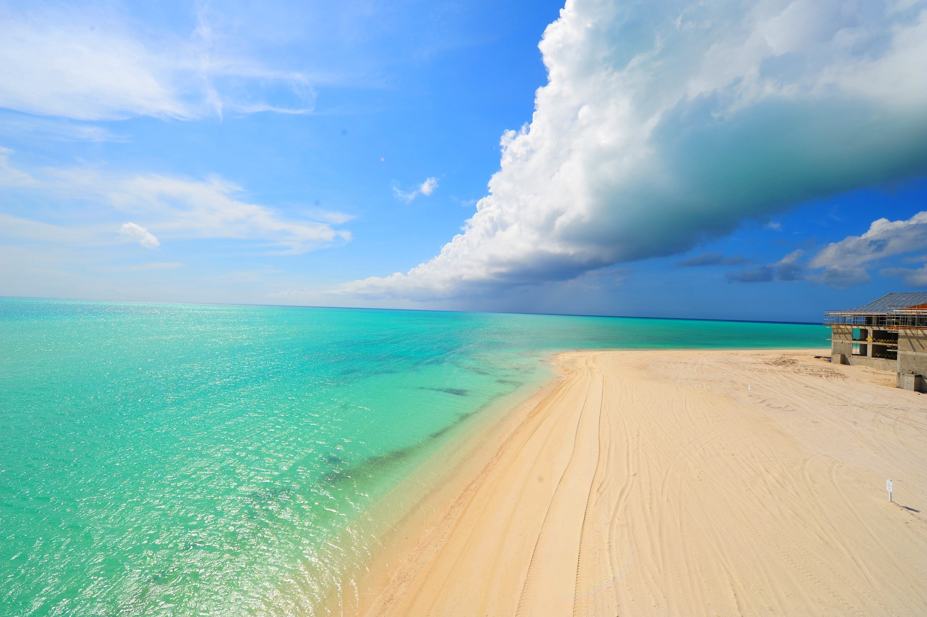 white clouds and sands beach summer sea tropical turquoise 2k
