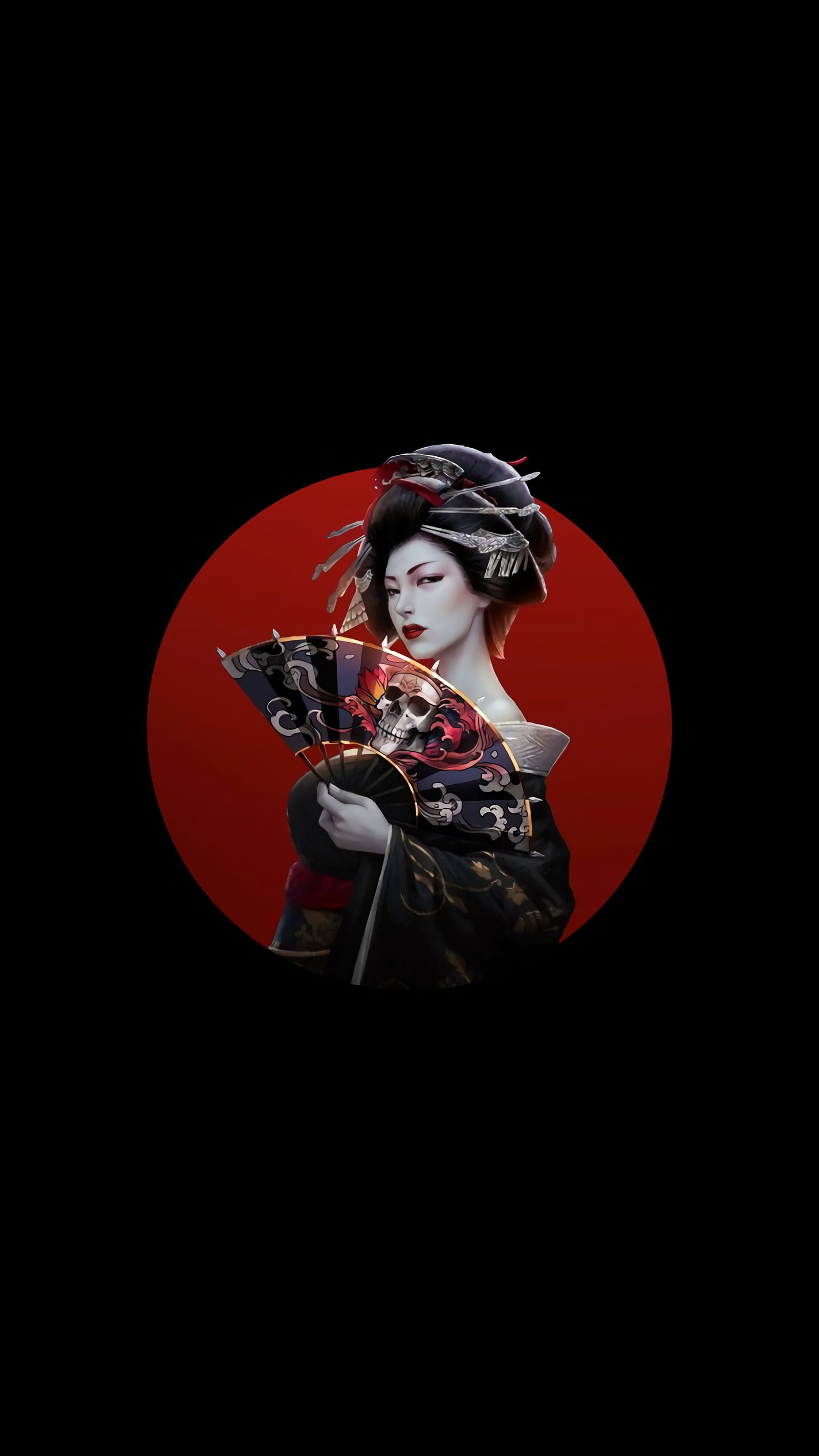 amoled Japan artwork women simple background Asian dark hair 46 2k