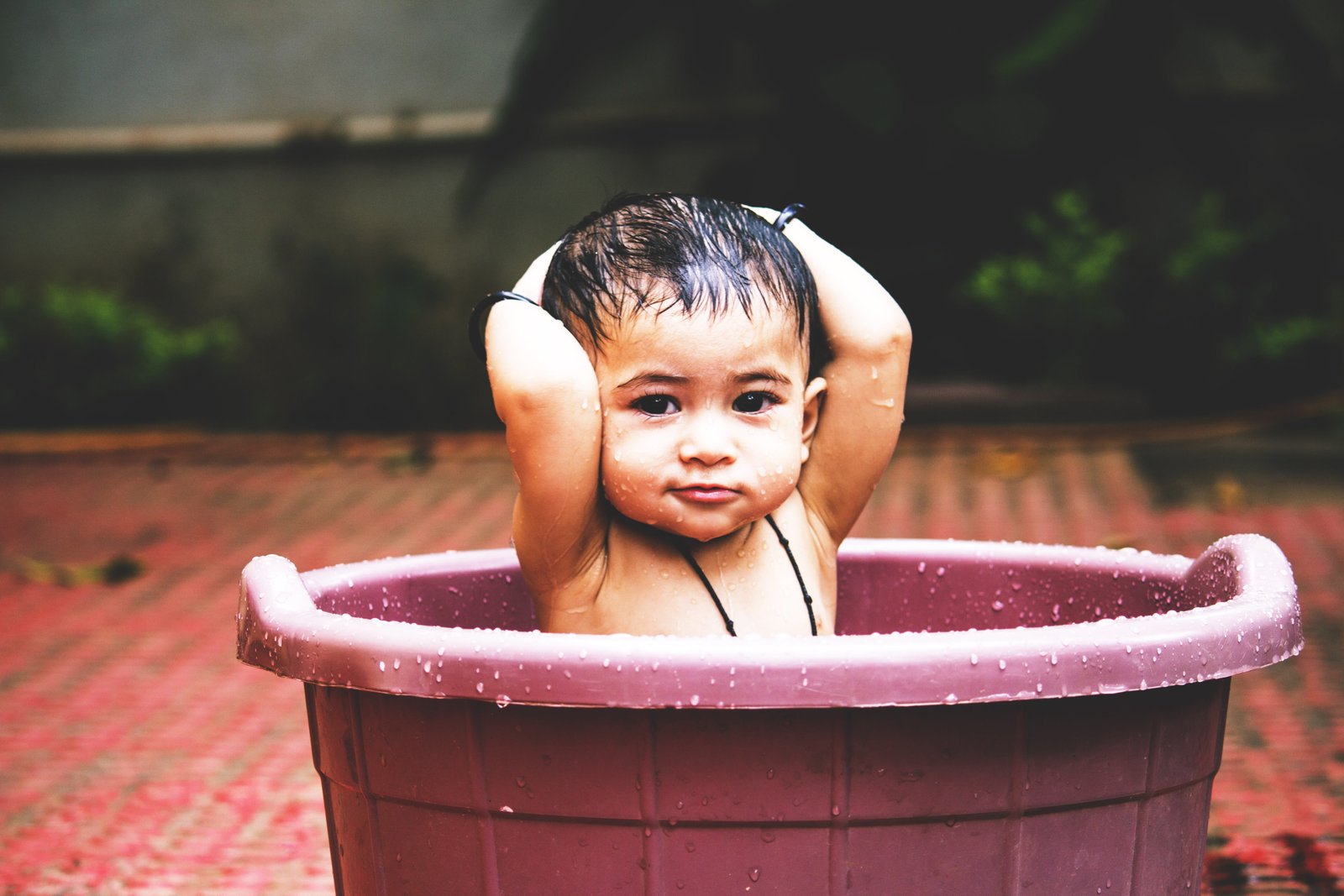 Baby bathing in bath people child children cleaning family 2k 4k 5k