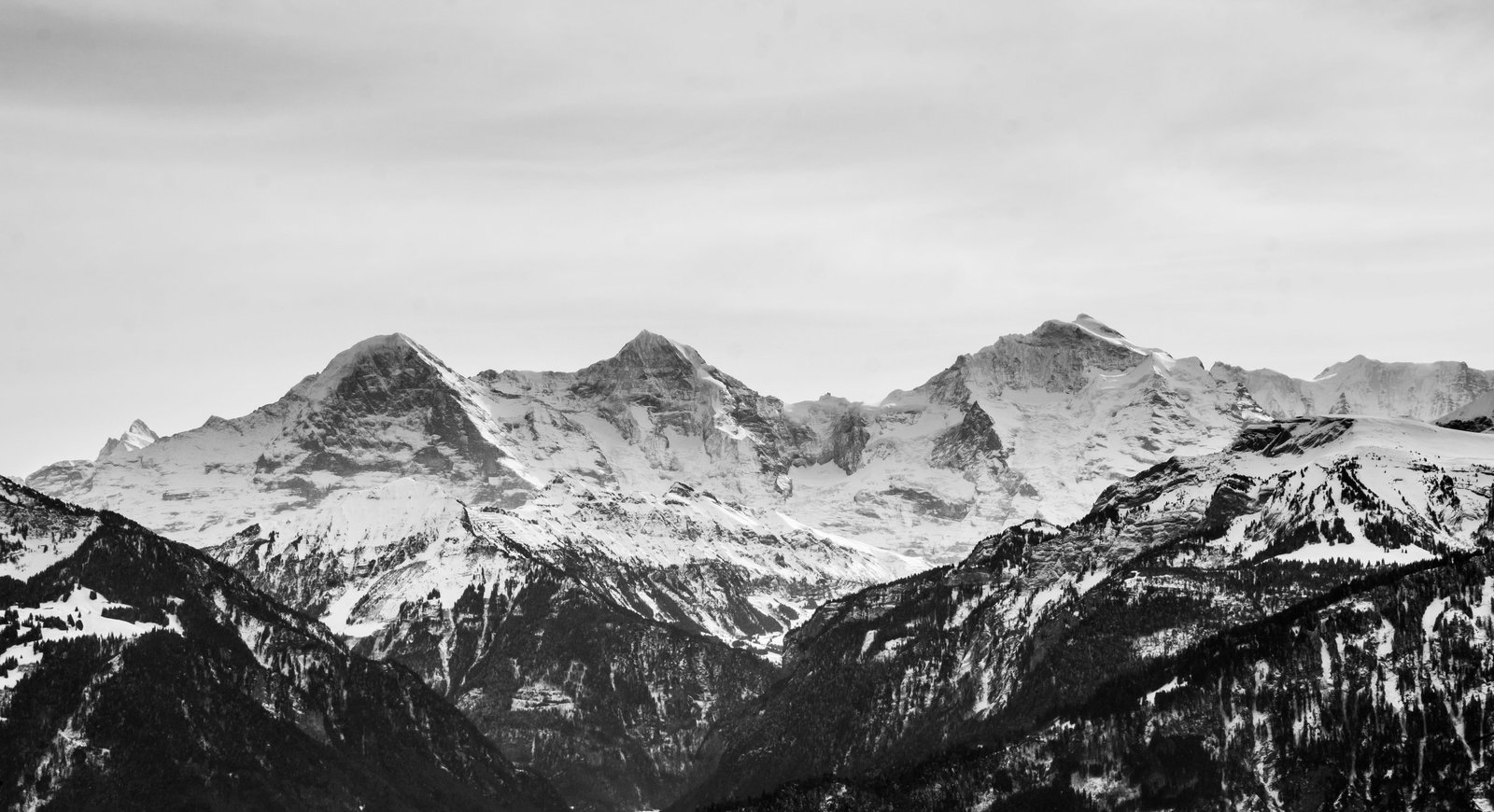 Mountains With White Snow adventure alpine background black and white 2k 4k 5k