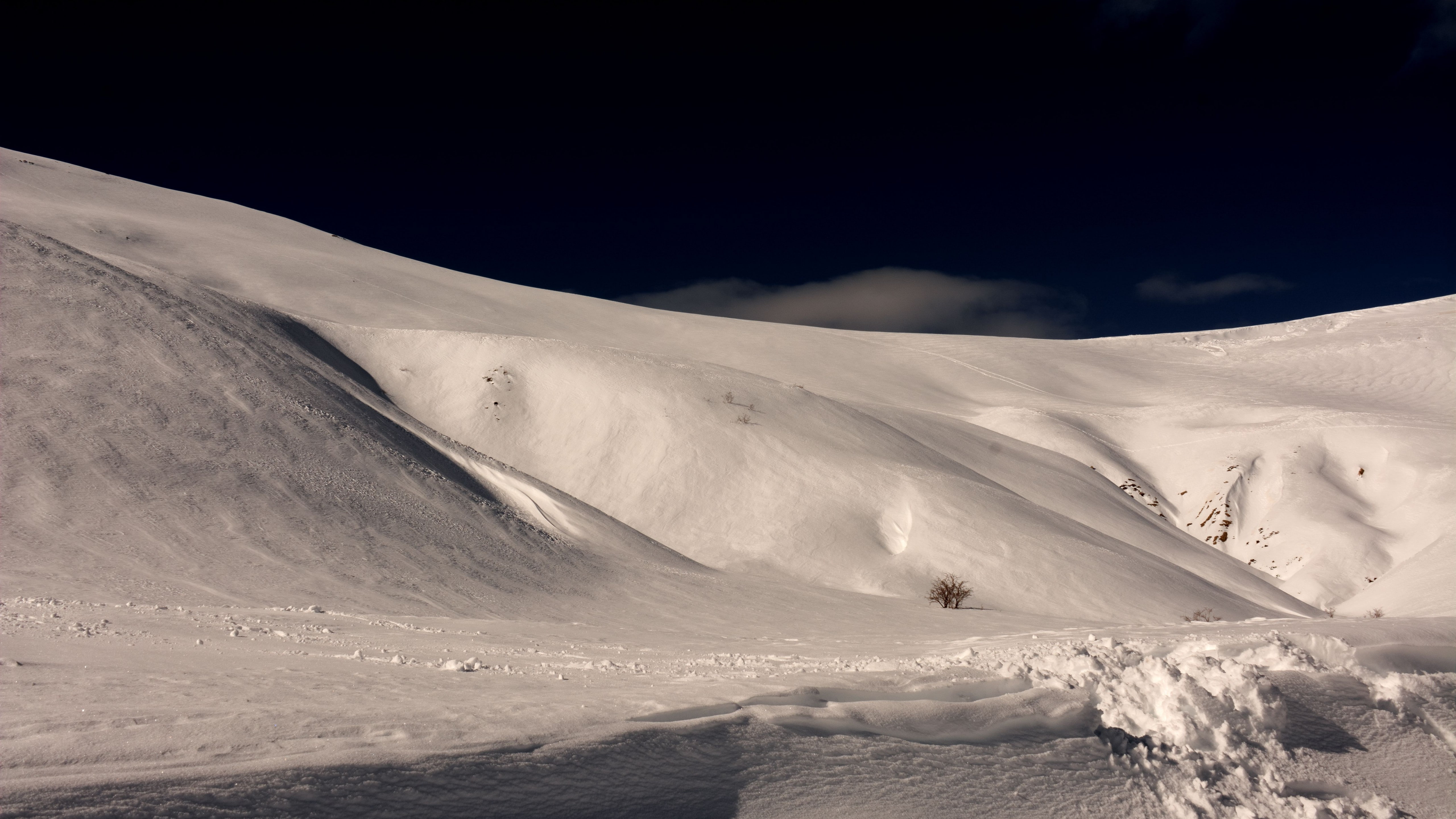 snow covered landscape Alps wallpaper France night 2k 4k 5k
