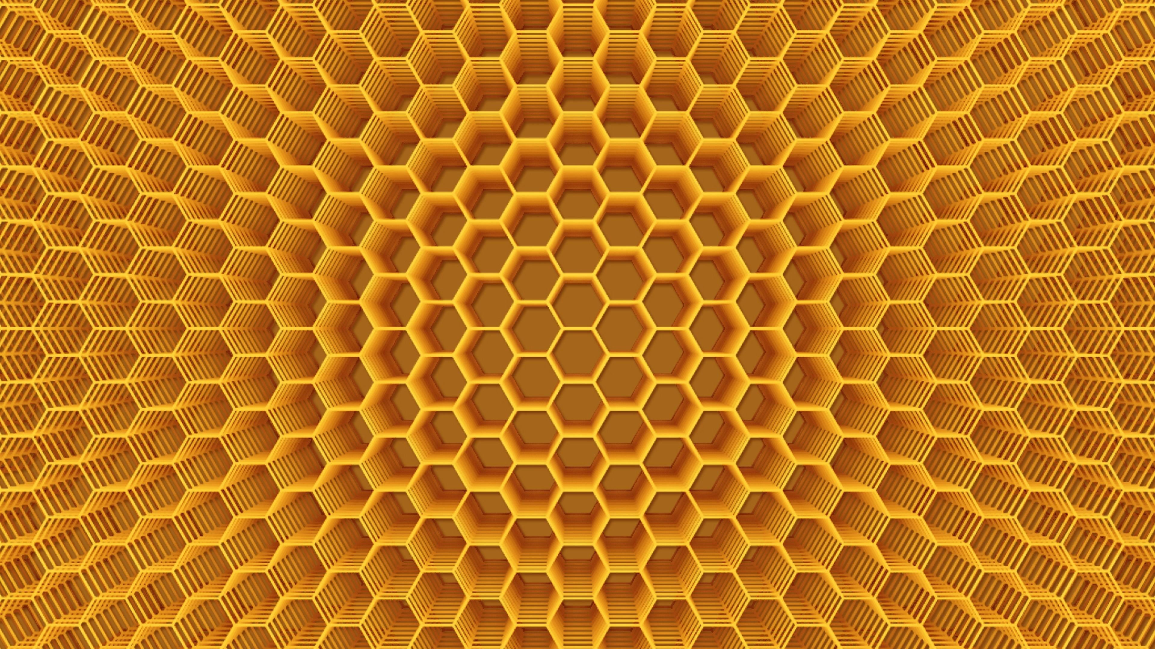 yellow honeycomb pattern symmetry texture optical illusion 2k 4k