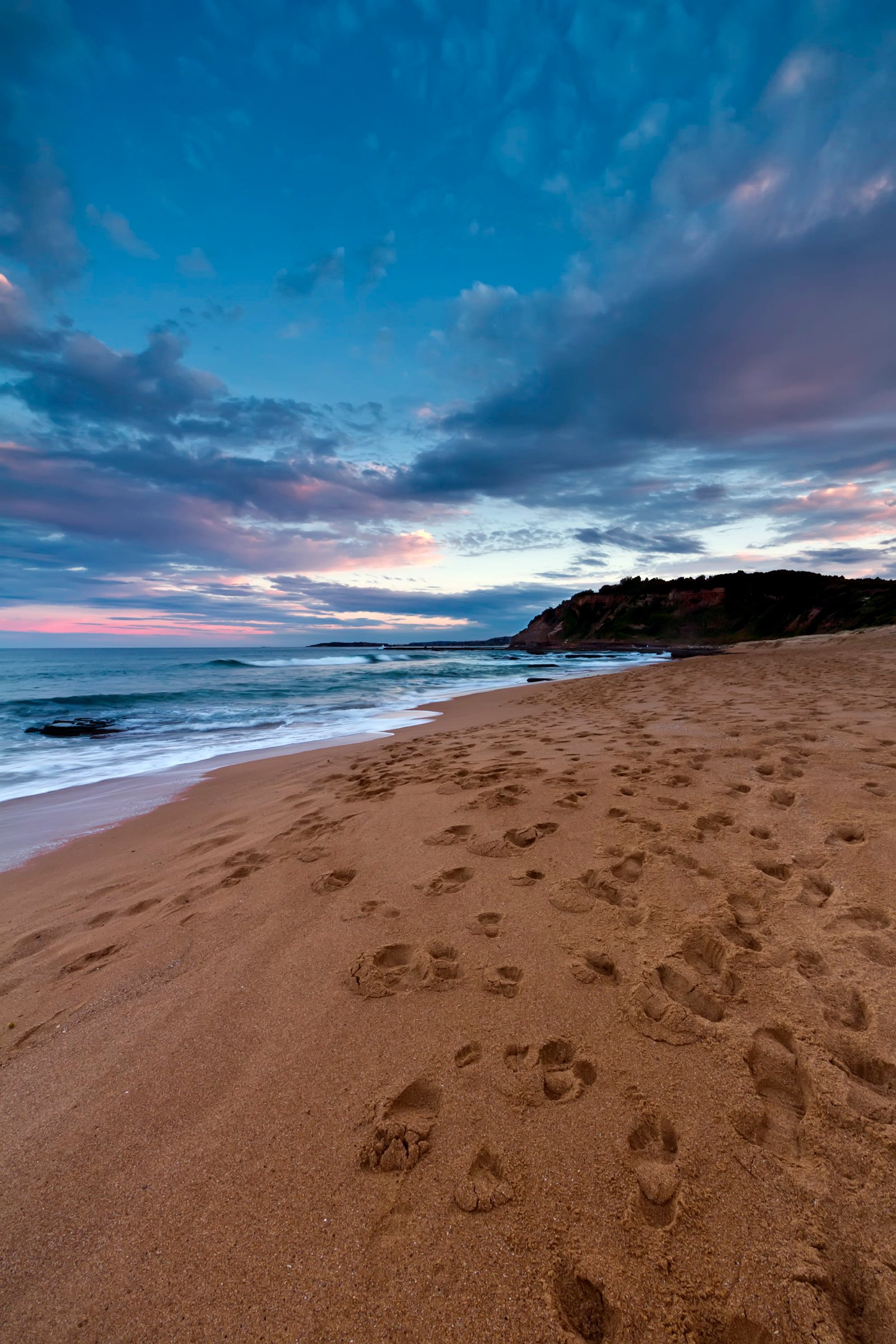brown sand with foot steps in day light warriewood beach 2k