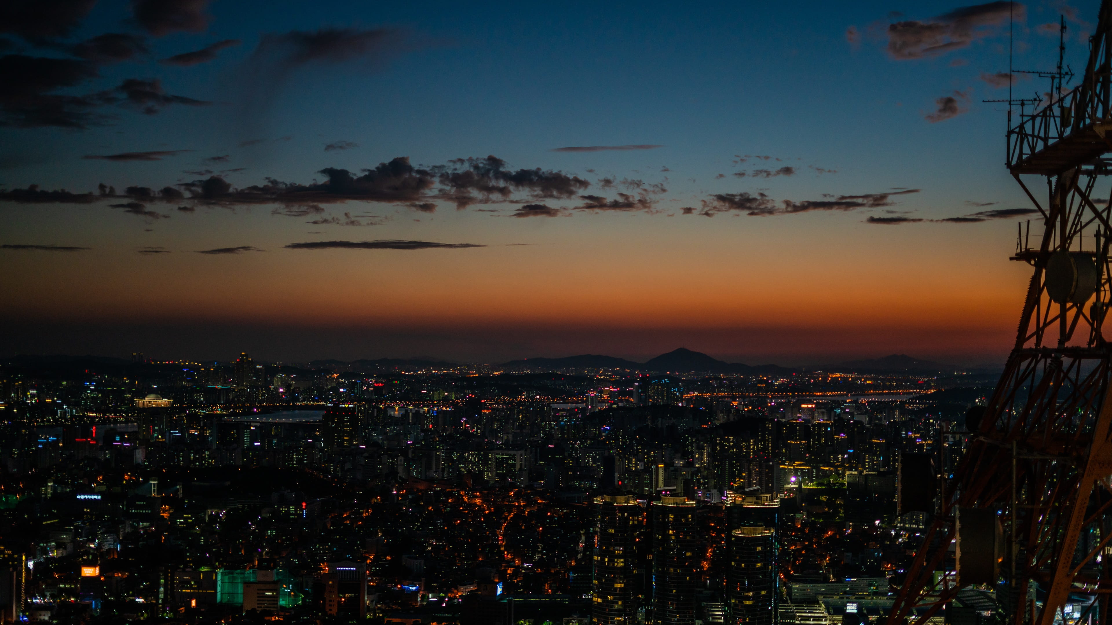 namsan seoul korea sunset sky city korean night landscape 2k 4k