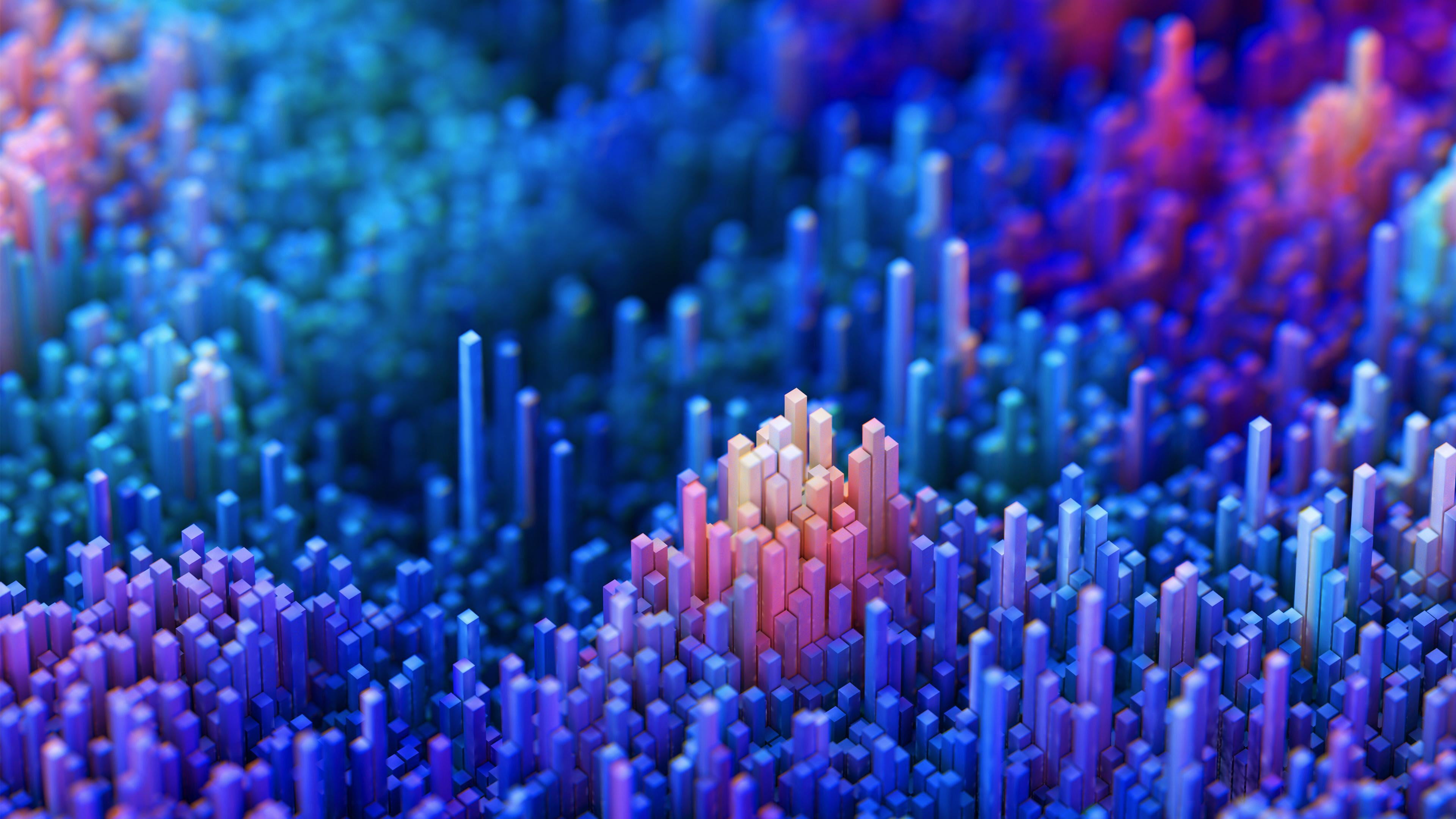 pink and blue corals abstract cyan backgrounds technology 2k 4k