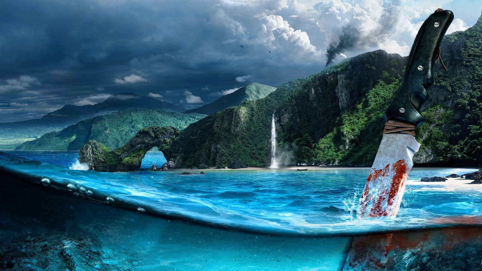 silver and black knife Far Cry 3 video games water 2k