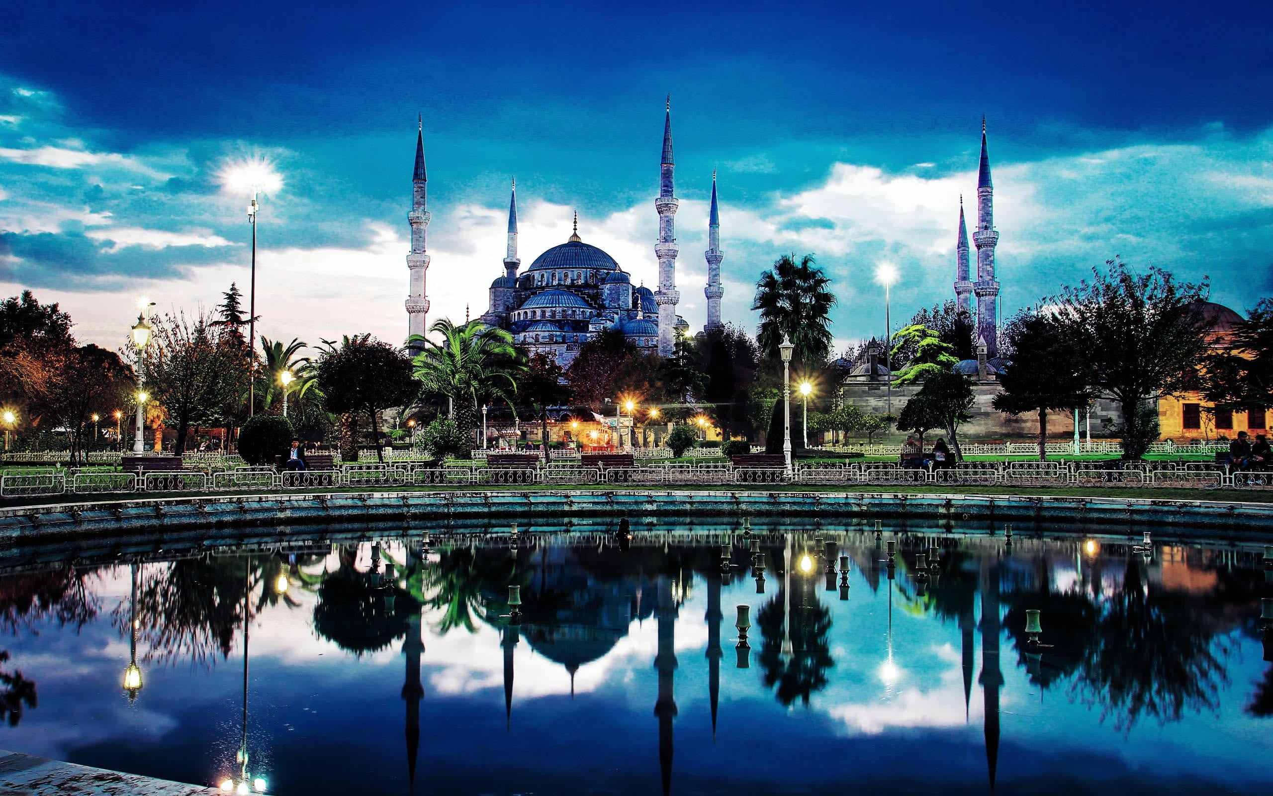 Blue Mosque Turkey Islamic architecture reflection Sultan Ahmed 2k
