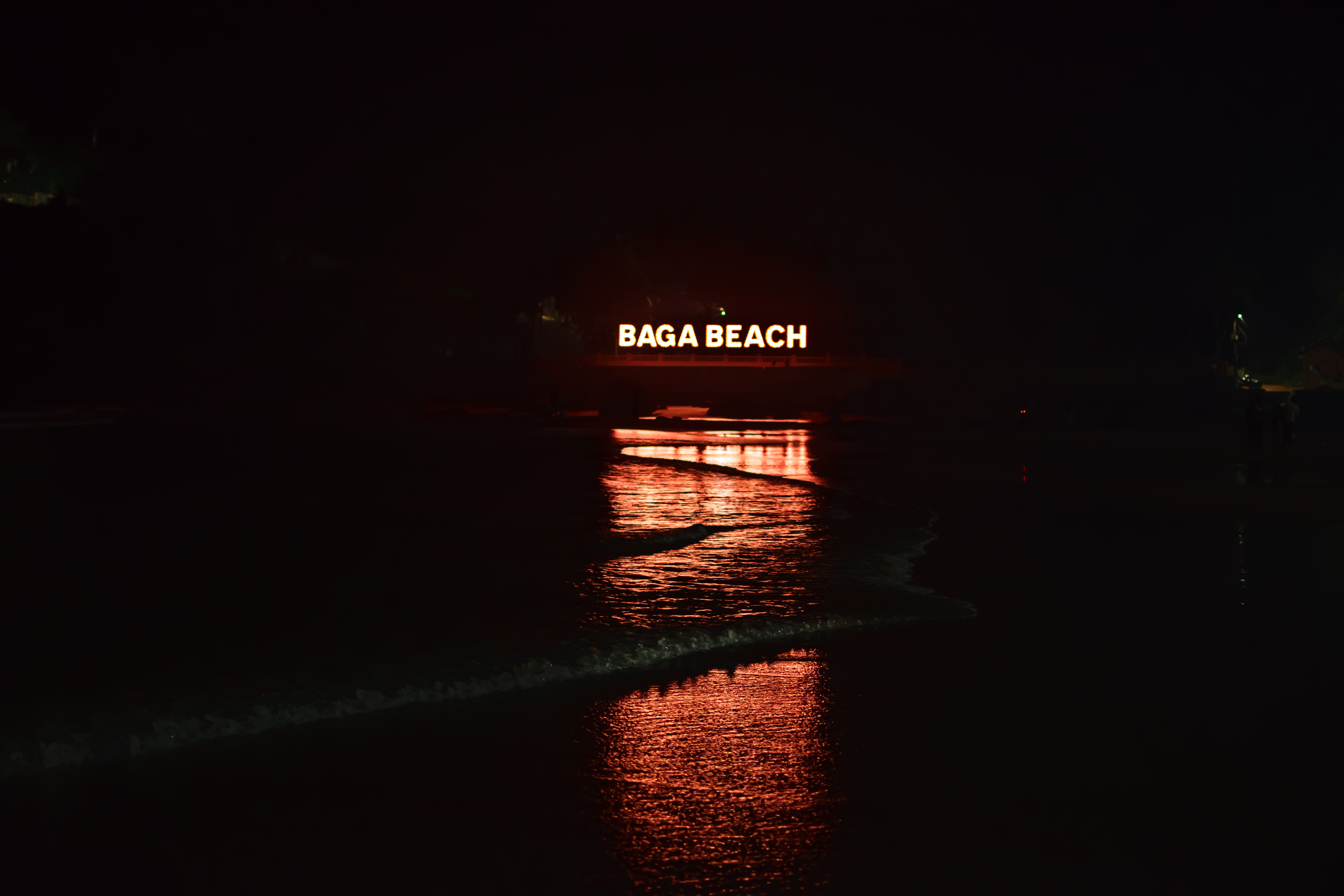 goa india baga beach neon sea neonlight night lights 2k 4k 5k