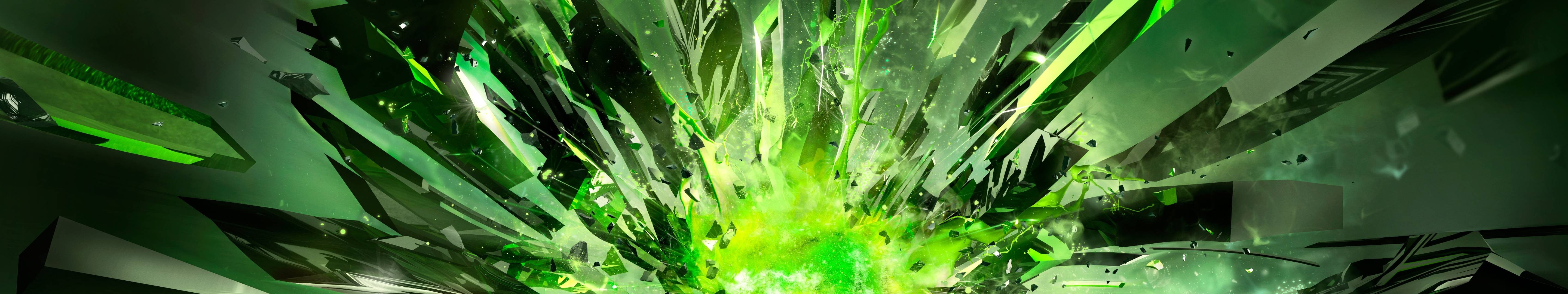 green and black wallpaper abstract explosion crystal Nvidia 2k 4k 5k