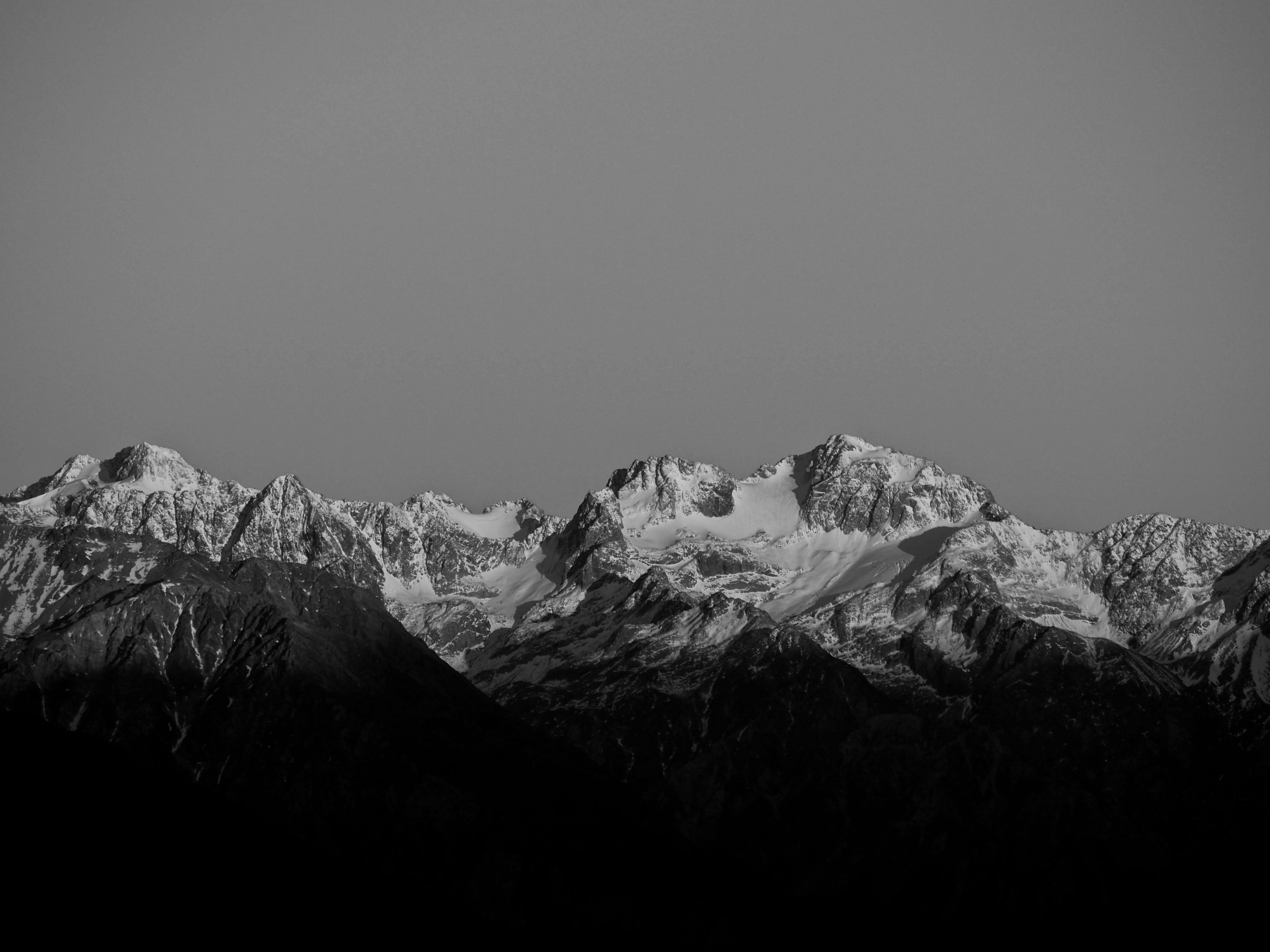 mountains blanc black and white ridge minimal contrast 2k 4k 5k