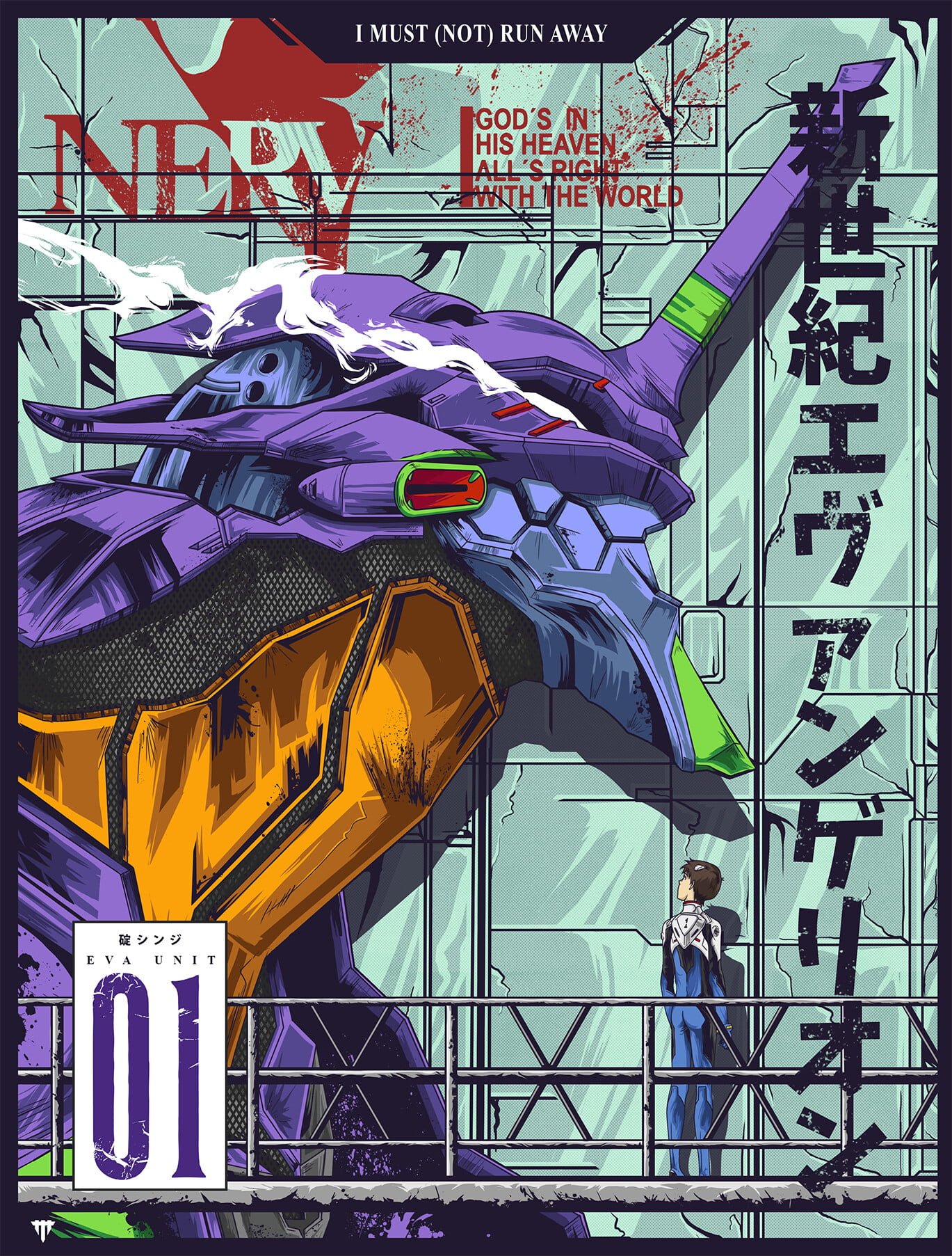 Neon Genesis Evangelion anime boys fan art mech brunette