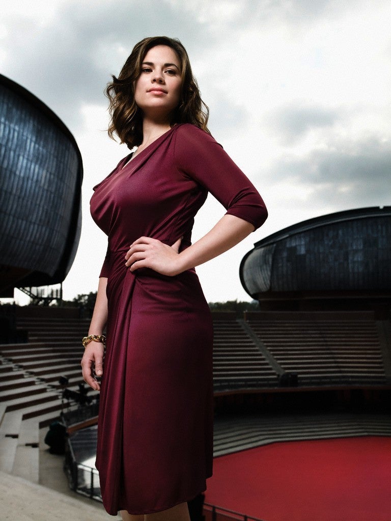Purple perfection hayley atwell actress hollywood celebrity