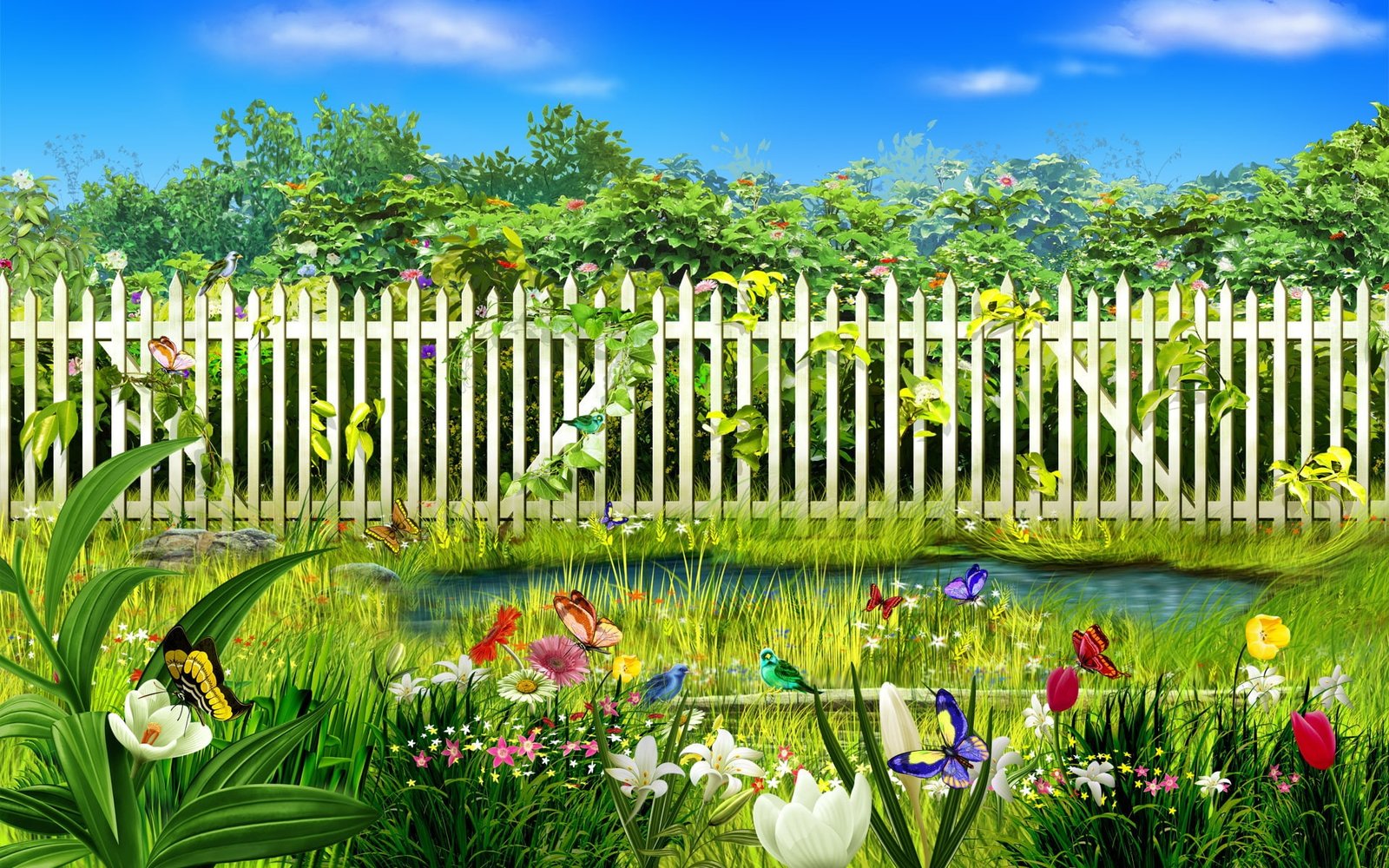 Spring garden flowers plants colors nature background 2k