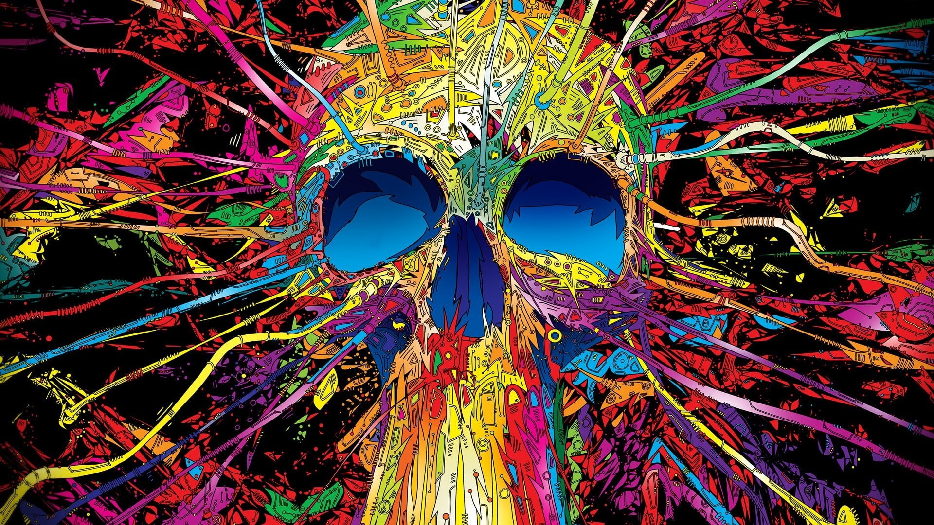 multicolored skull illustration artwork Matei Apostolescu psychedelic 2k