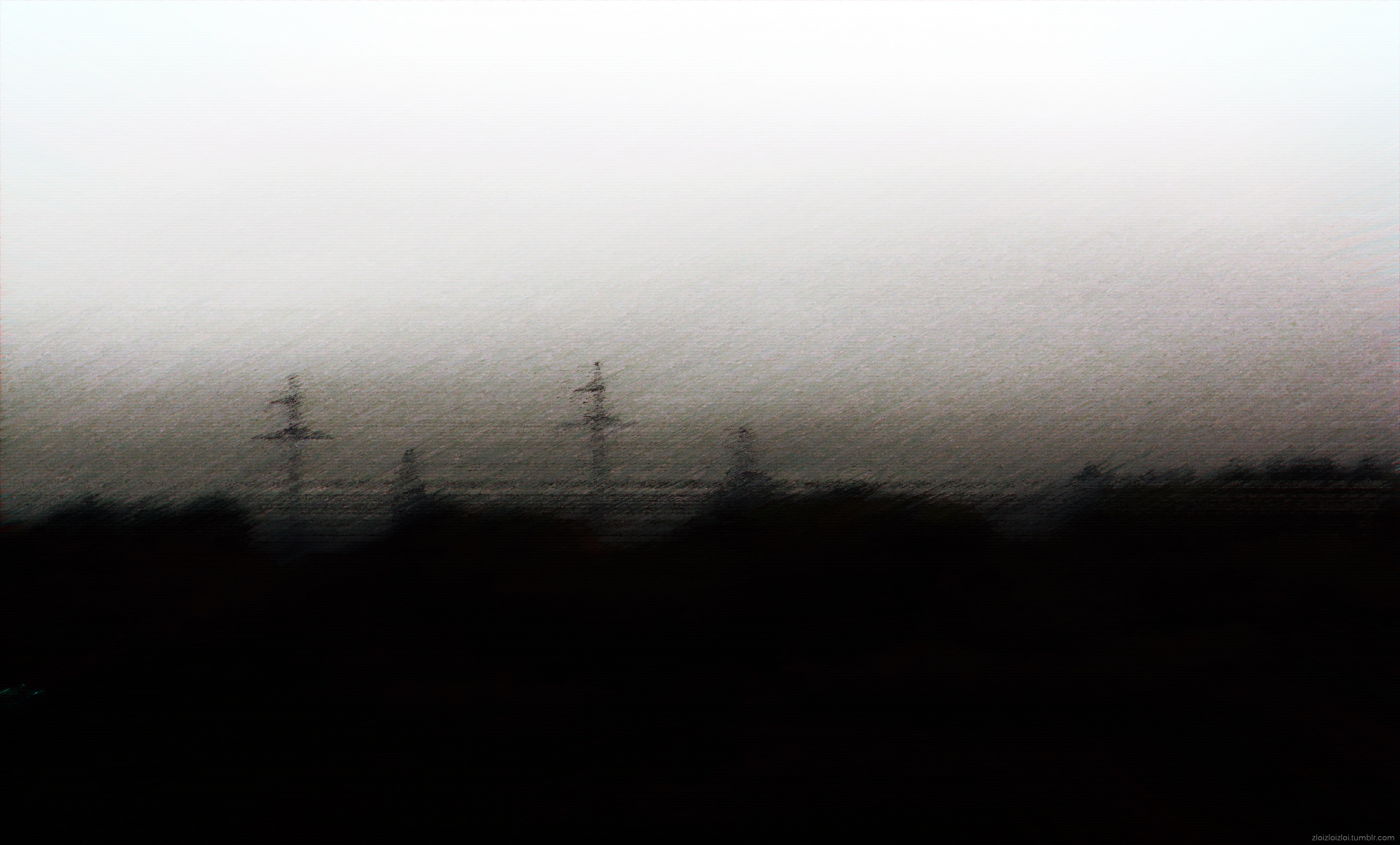 glitch art monochrome depressing dark sad abstract fog 2k 4k