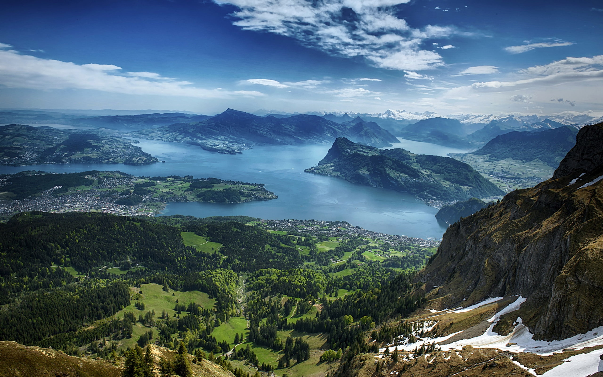 Scenery Switzerland Lake Mountains Sky Lucerne Nature 2k