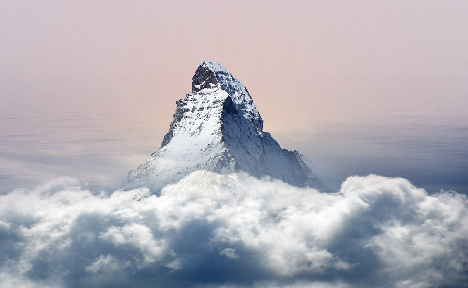 snow covered mountain above clouds sky nature panorama winter 2k 4k 5k