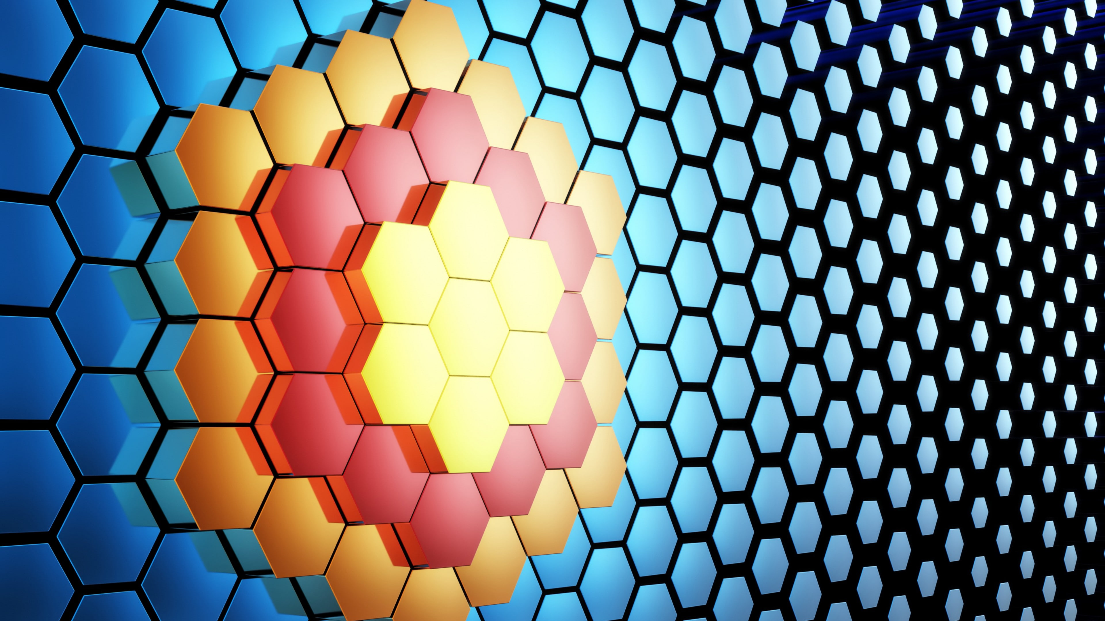 honeycomb pattern hexagon abstraction mesh abstract art 2k 4k
