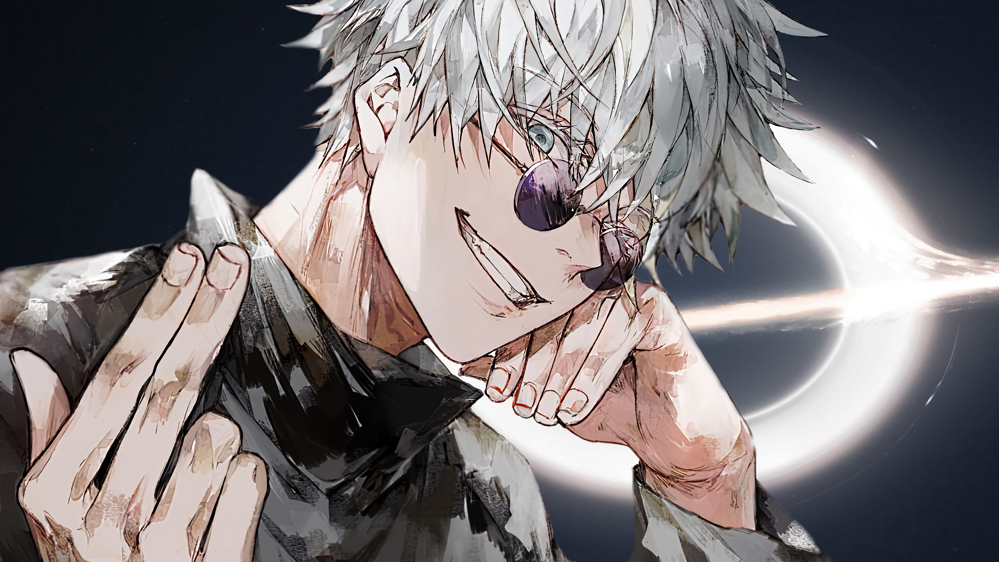 Jujutsu Kaisen Gojo Satoru anime boys blue eyes white hair 2k 4k