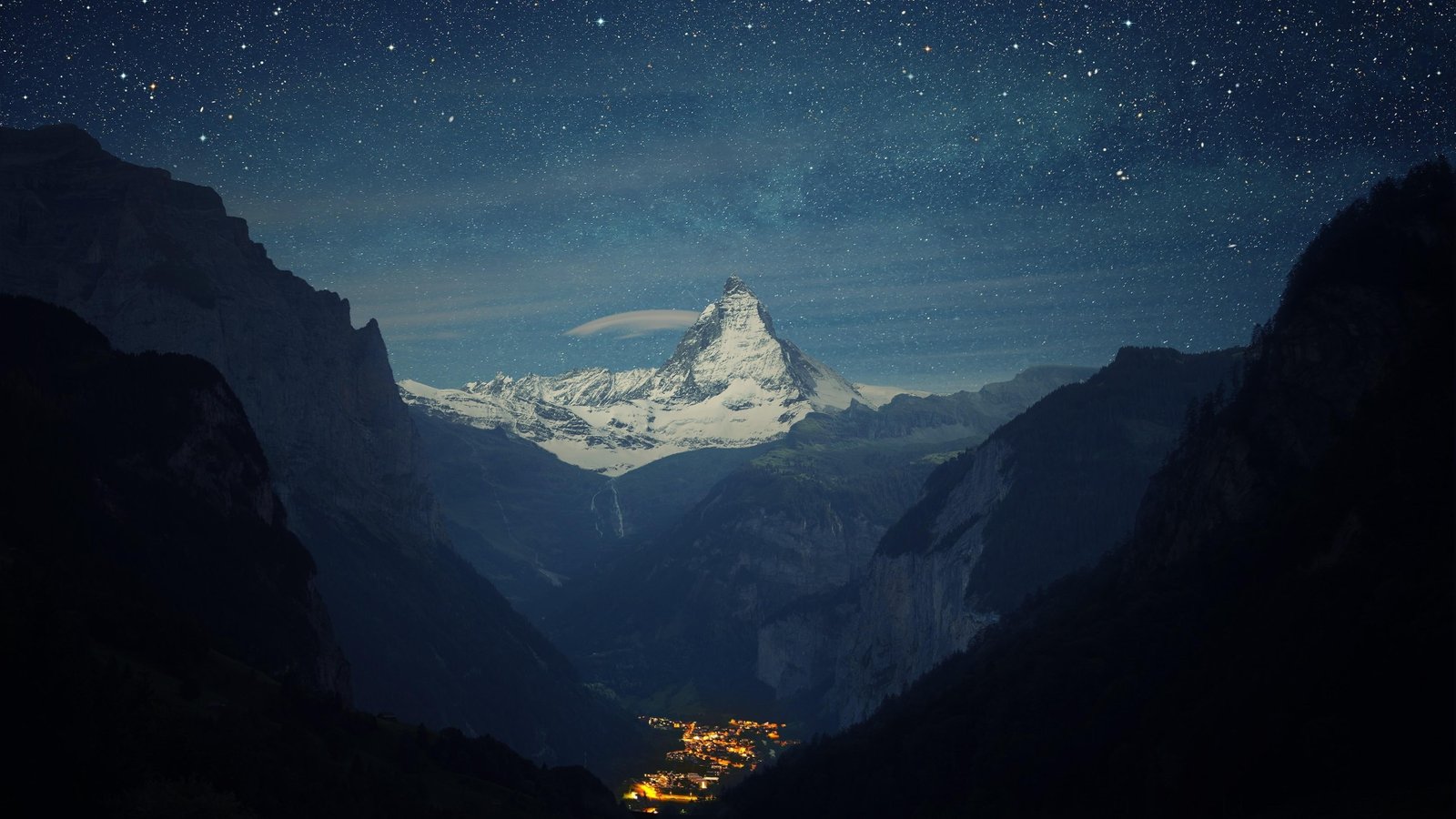 starry swiss alps stars switzerland matterhorn peak europe 2k 4k