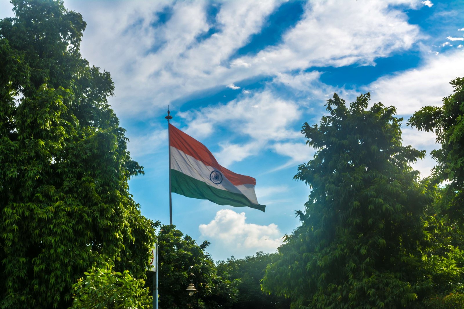 ashok chakra blue clouds flag green india indian 2k 4k