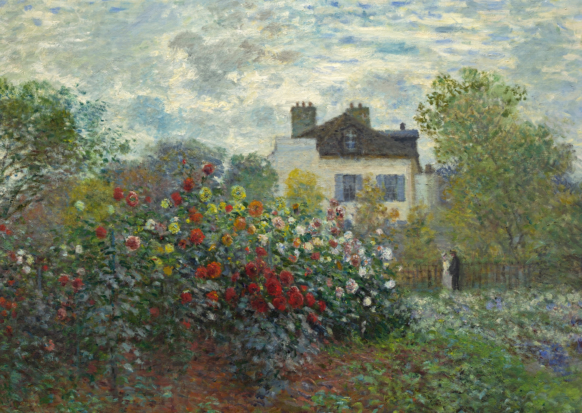 assorted flowers painting landscape picture Claude Monet The garden of at Argenteuil 2k