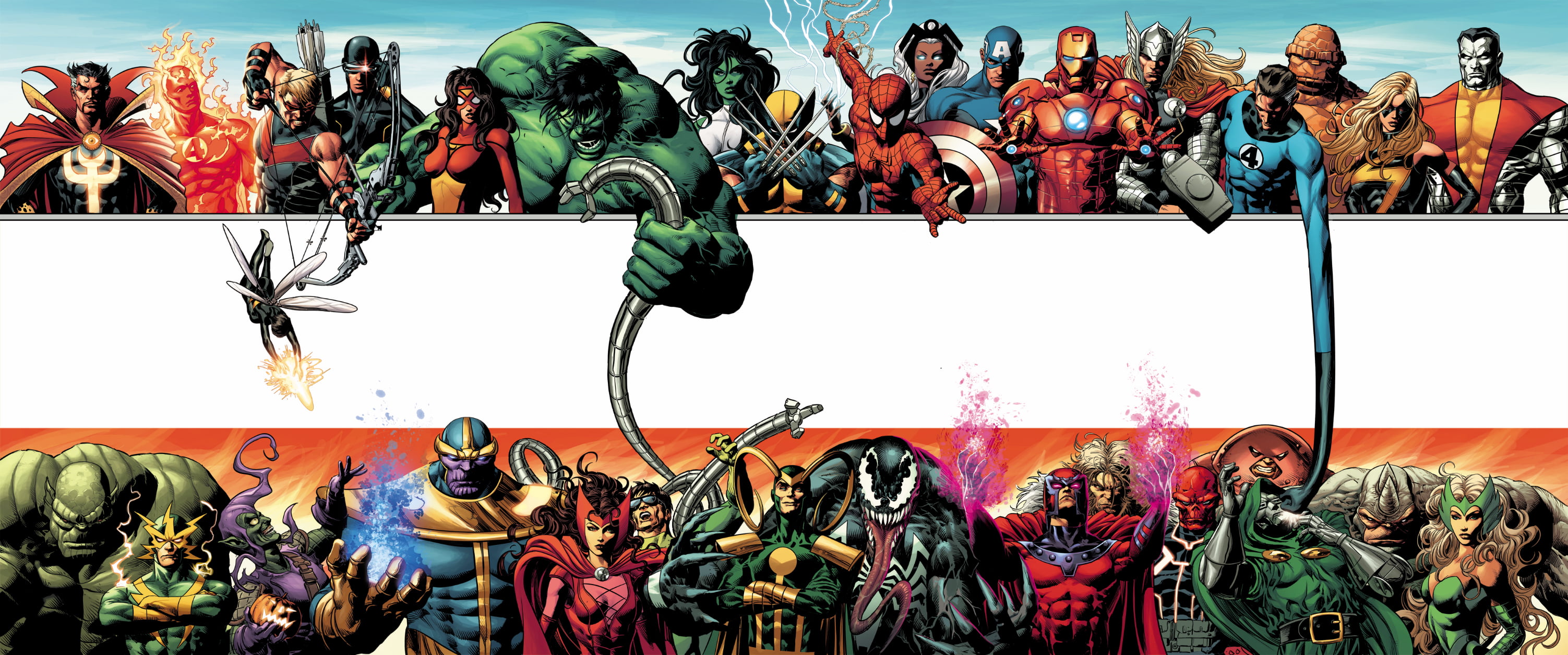assorted superheroes and villains illustration marvel encyclopedia 2k