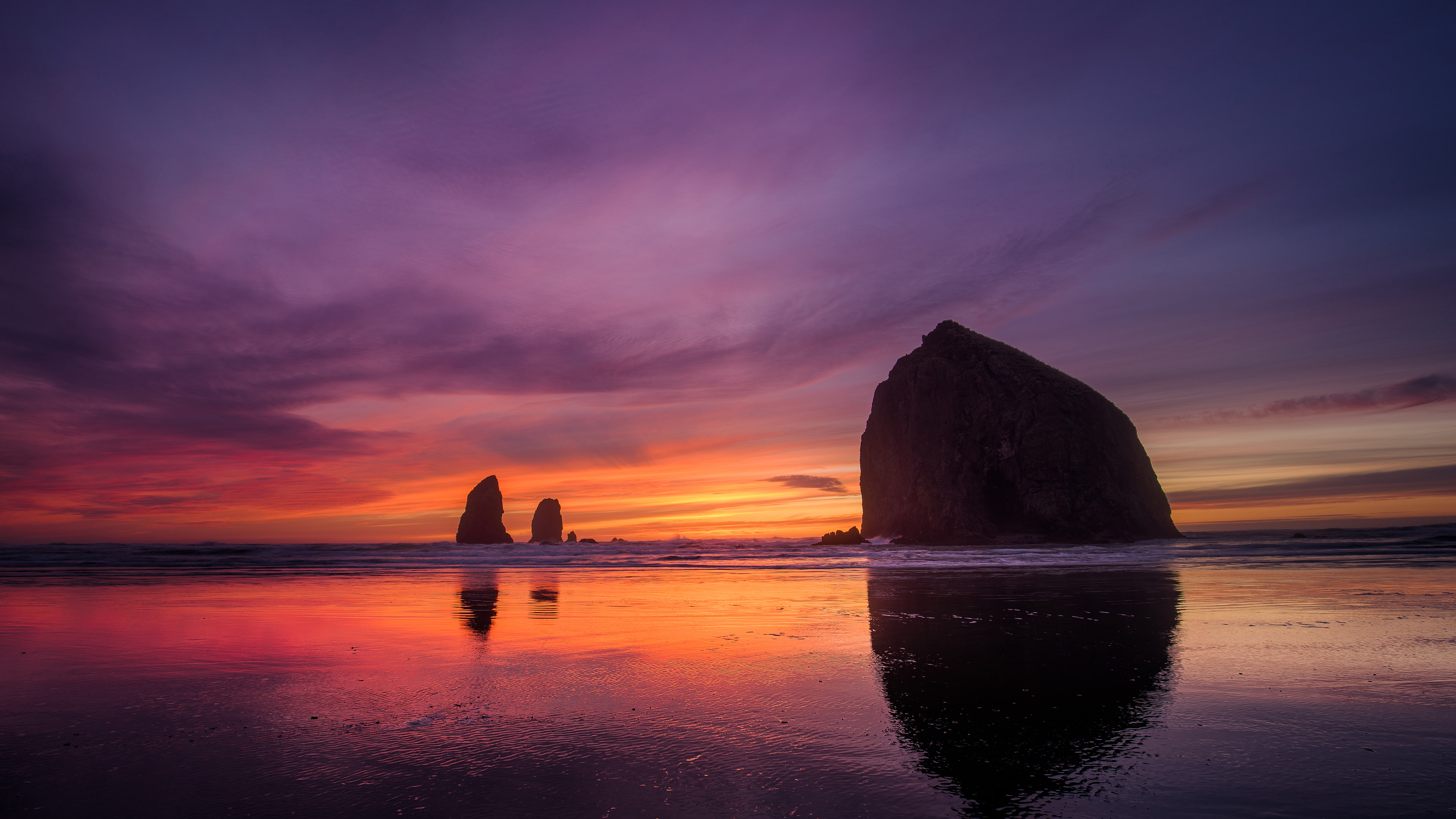 beach landscape Cannon Beach Ultra HD Oregon 2k 4k