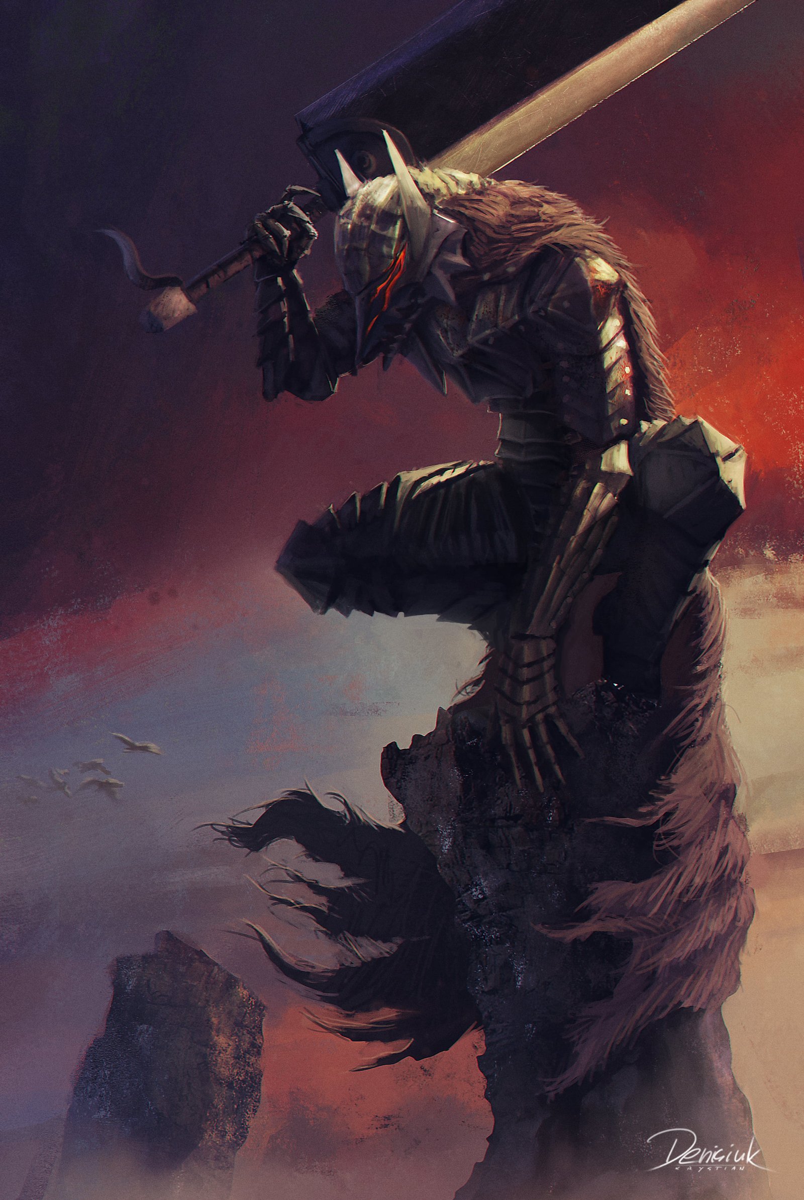 Berserk anime boys vertical fantasy armor sword Guts 2k