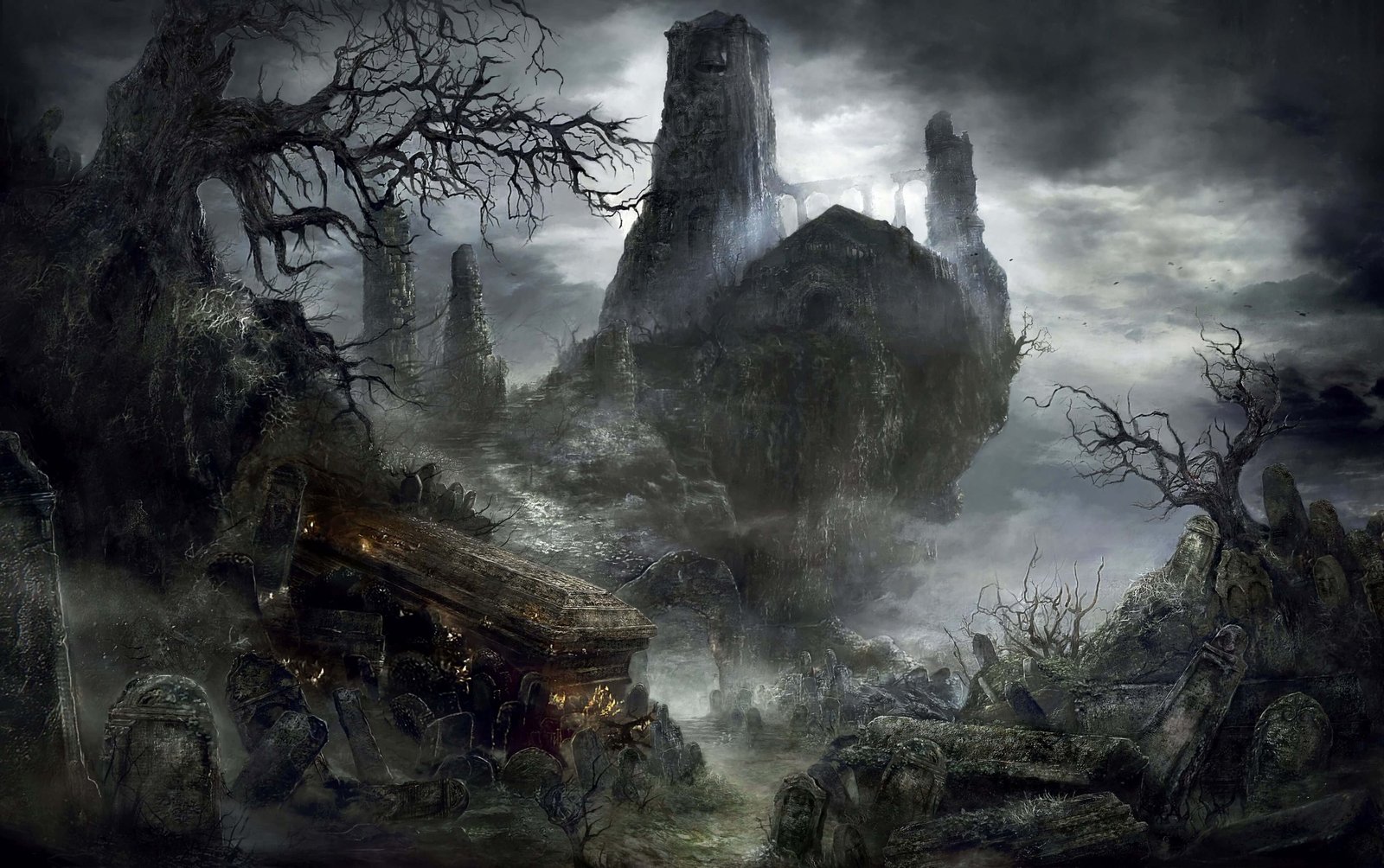 graveyard digital wallpaper Dark Souls III Gothic midevil 2k 4k