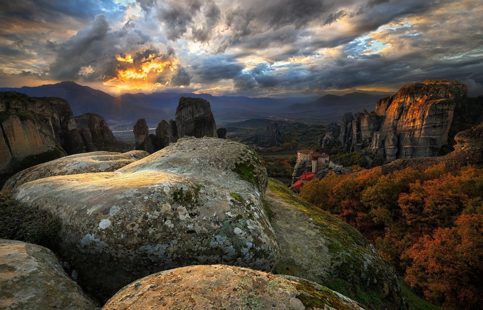gray and black stone mountain nature landscape sky clouds 2k