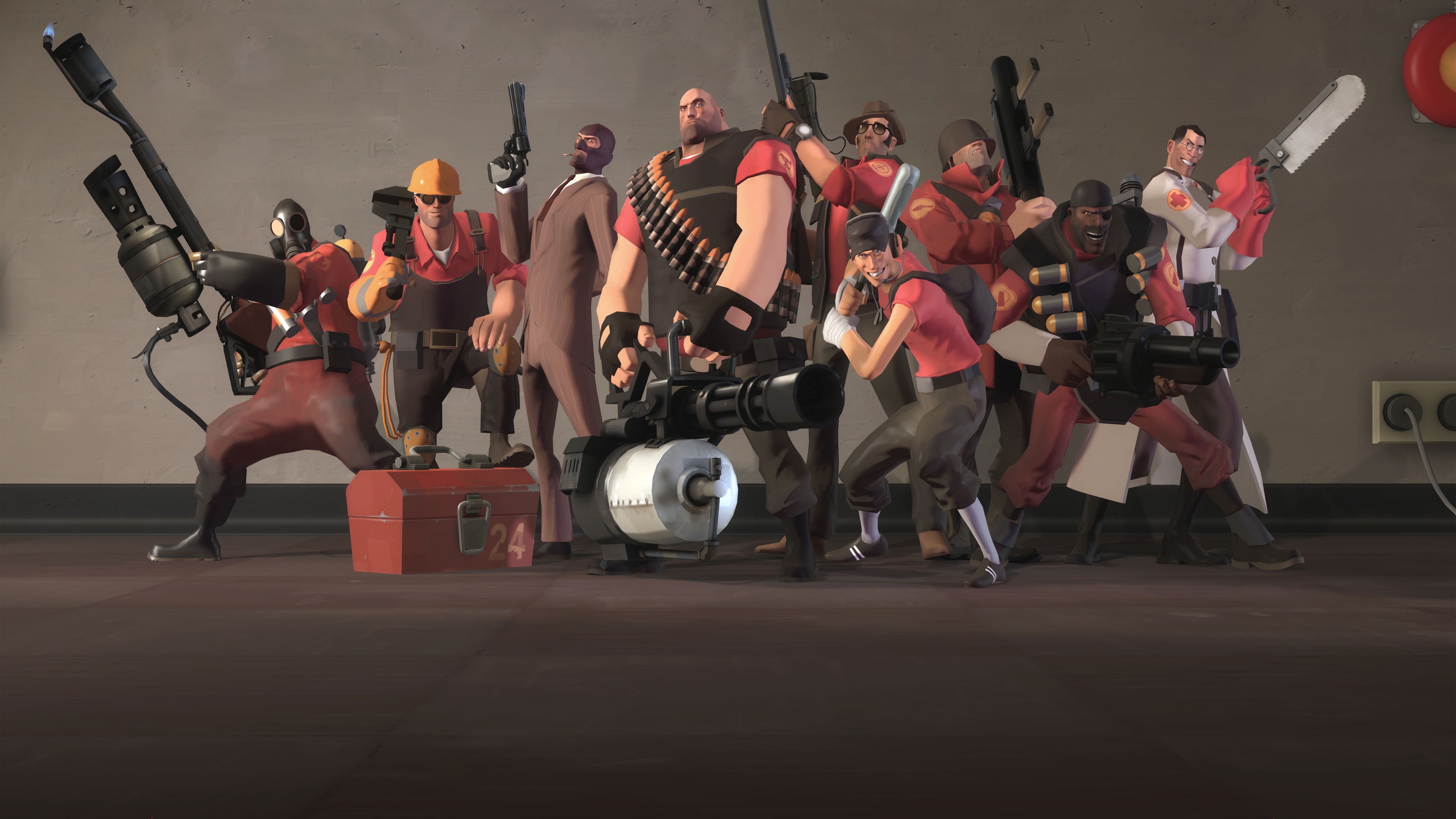 group of characters holding weapons Team Fortress 2 FPS 2k 4k 5k
