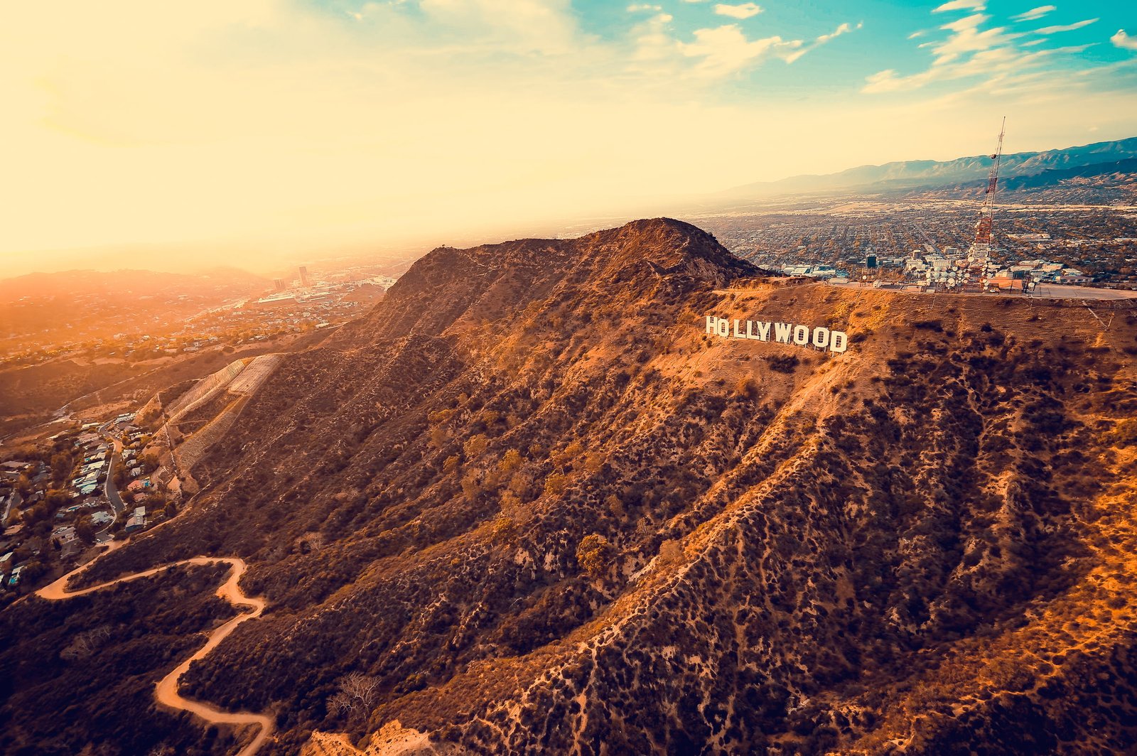 Hollywood Los Angeles mountains sunset nature outdoors landscape 2k
