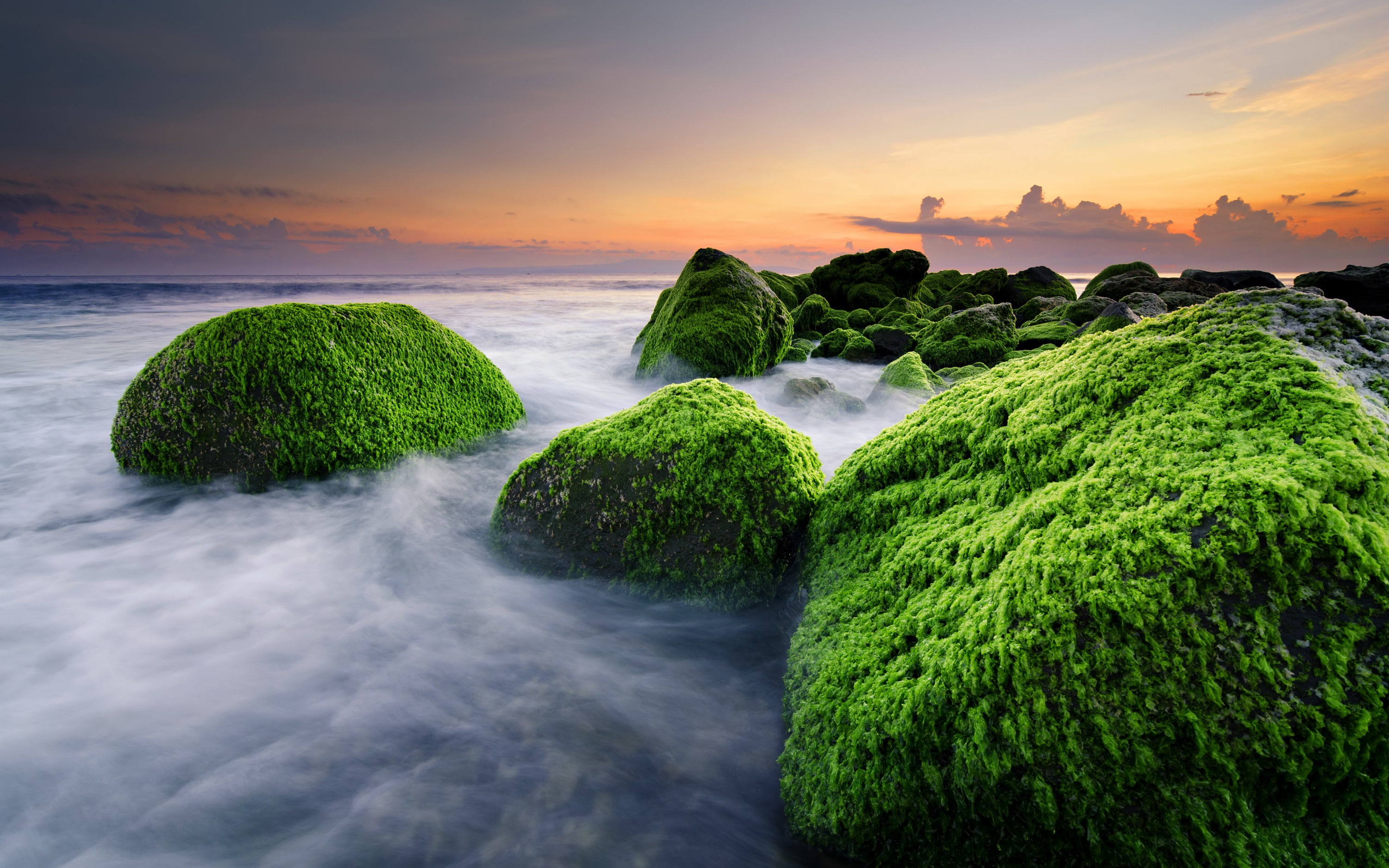Masceti Beach Ketewel Bali Indonesia ocean algae rocks 2k