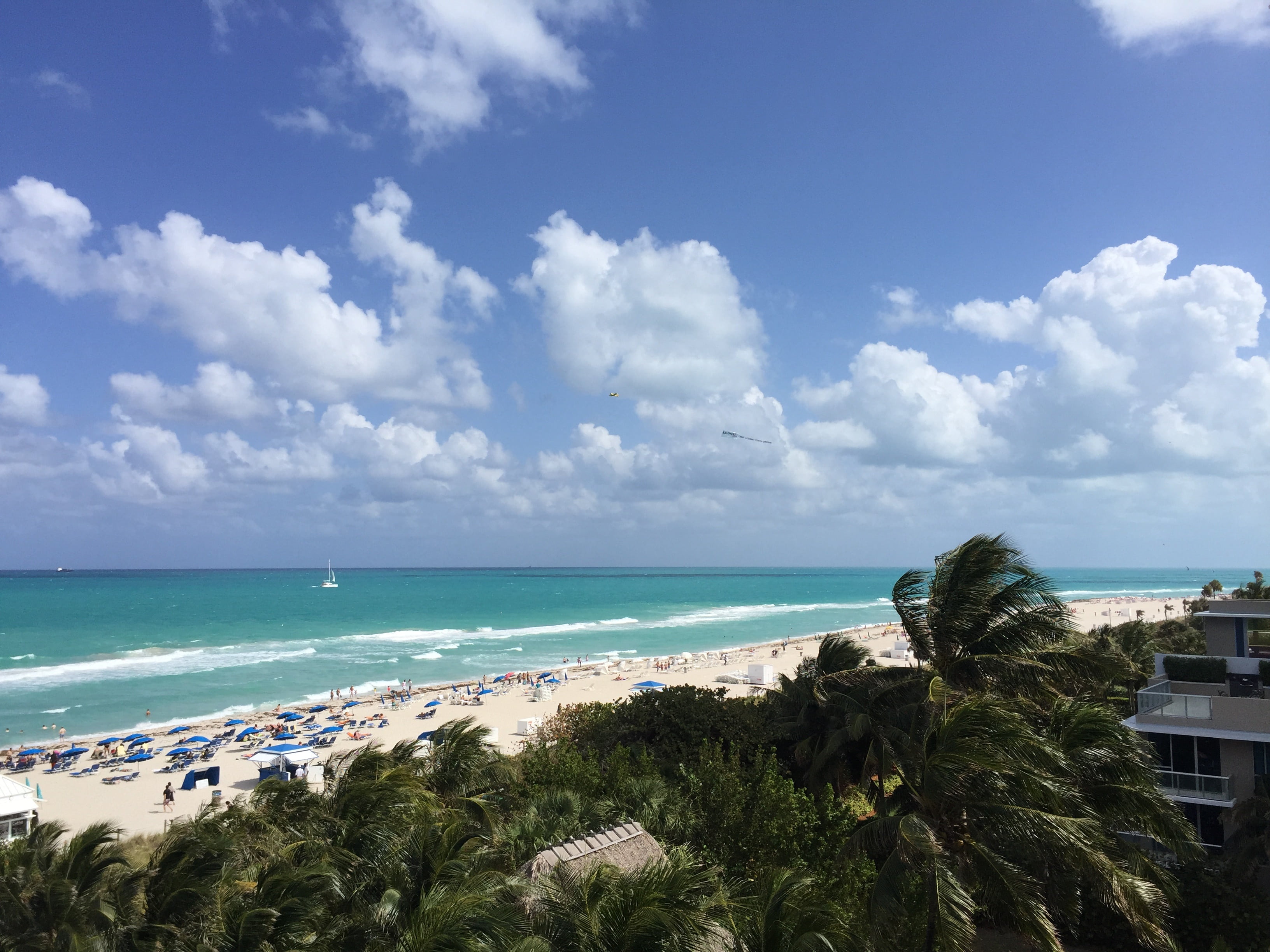 miami beach florida sea sky water cloud land horizon over 2k