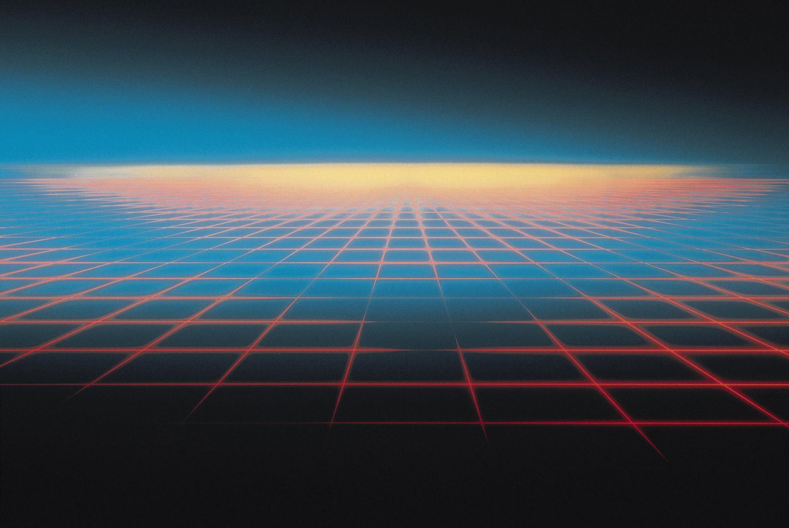 orange and blue grid pattern wallpaper digital art Tron artwork 2k 4k