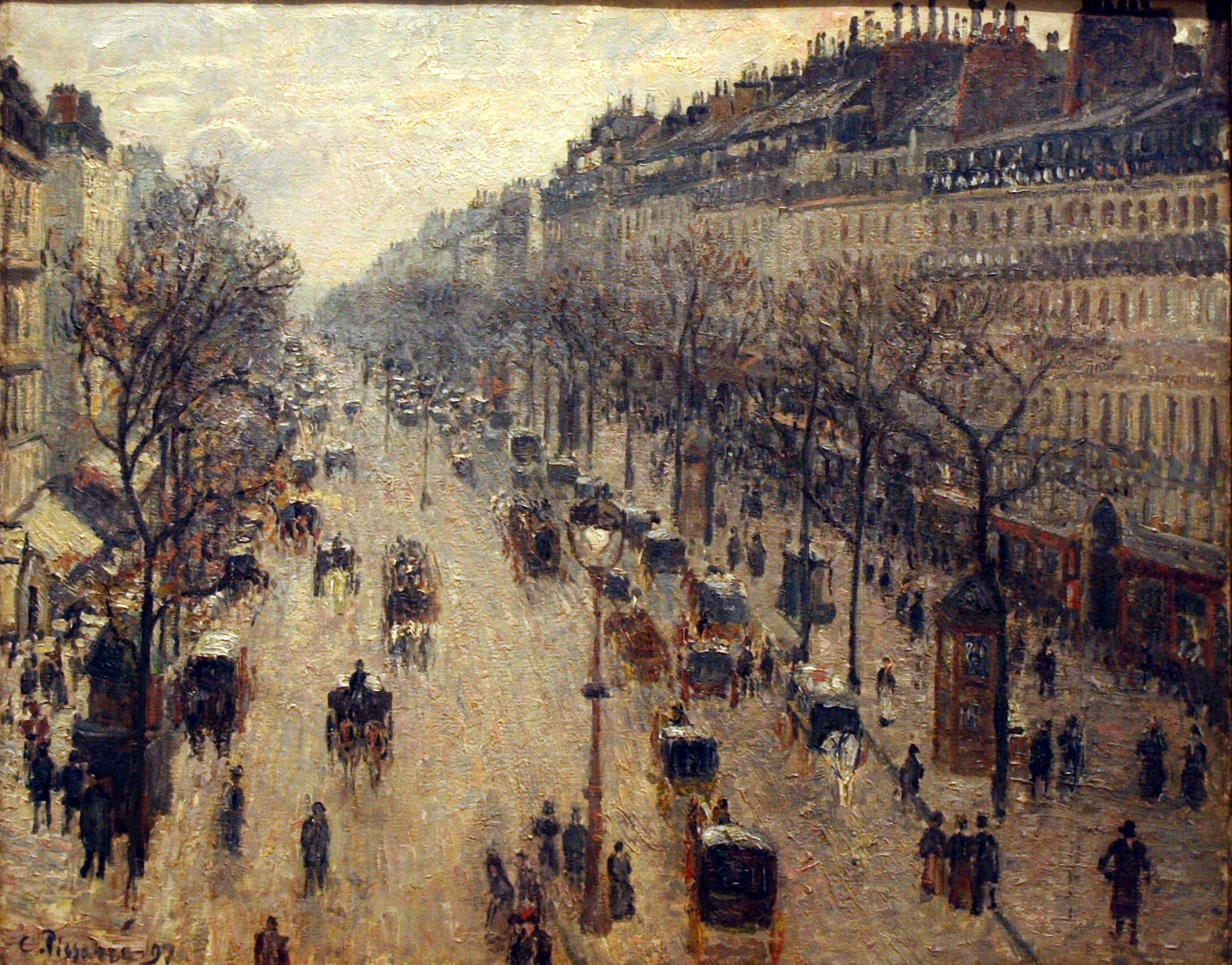 paris paintings winter france morning camille pissarro impressionism Nature Winter HD Art 2k