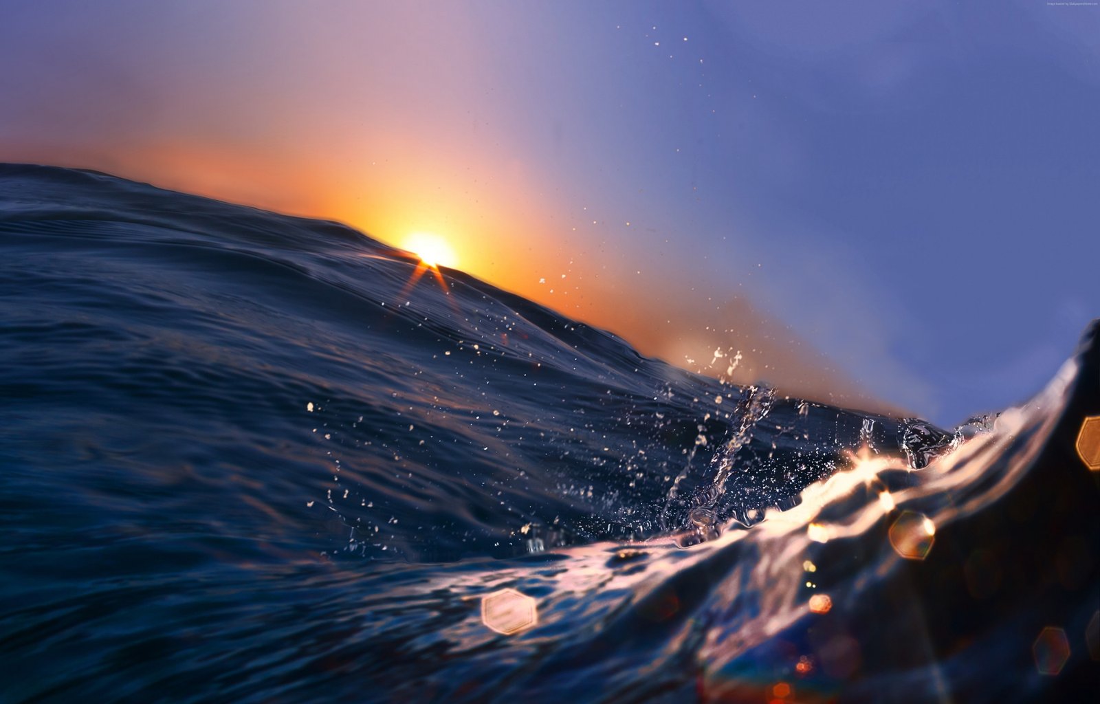 Sea Ocean rays sunrise sunset blue Water 2k 4k 5k