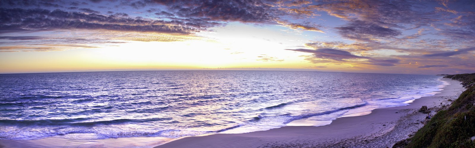 seashore under gray clouds at golden hour landscape beach Australia 2k 4k