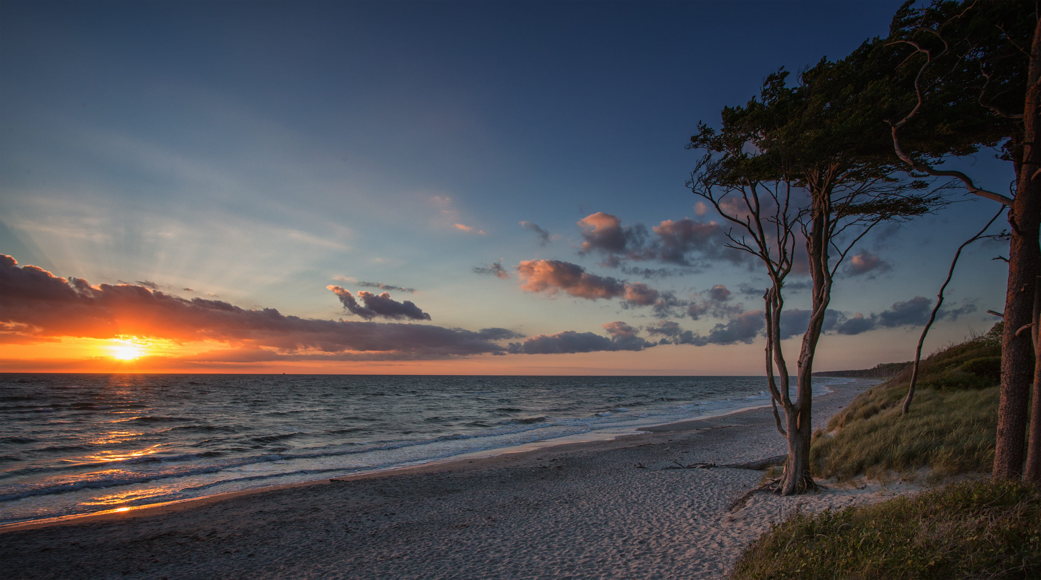 sunset landscape beach weststrand ostsee baltic sea sonnenuntergang 2k 4k