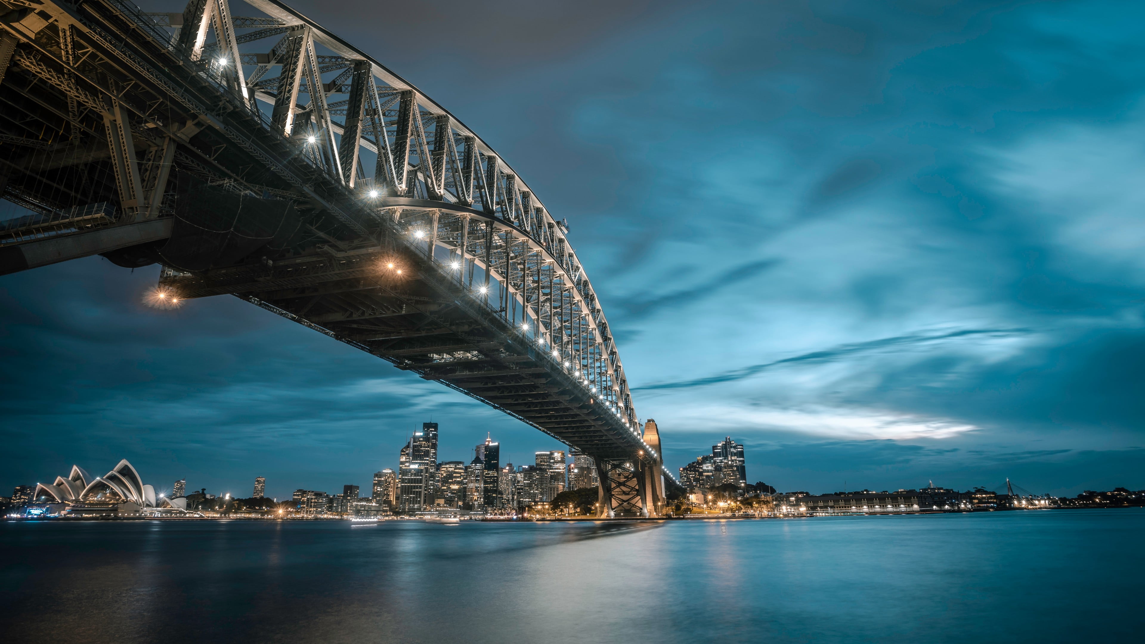Sydney Harbor Bridge Ausralia Skyline Night Skyscrapers Ultra Hd Wallpaper 2k 4k