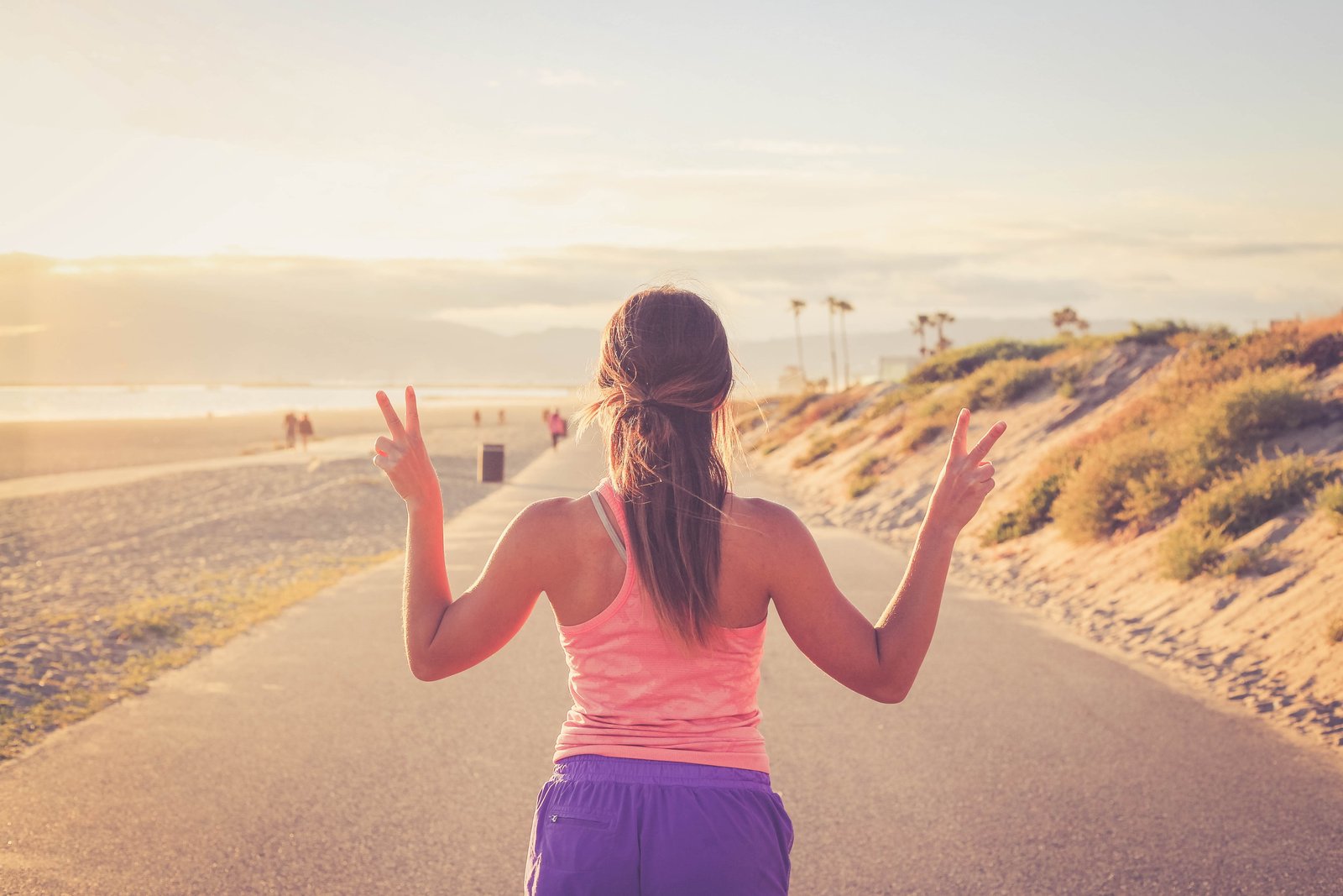 Woman running on beach people diet exercise fit fitness 2k 4k 5k