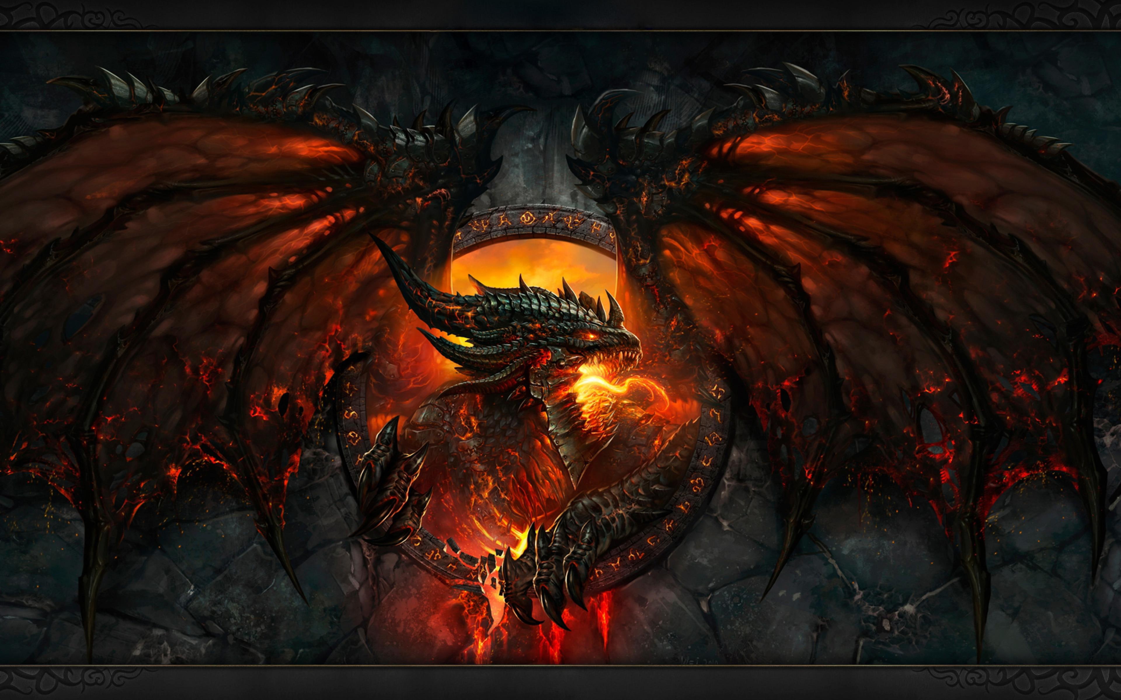 World Of Warcraft dragon deathwing lava wow fire world of warcraft video game epic 2k 4k