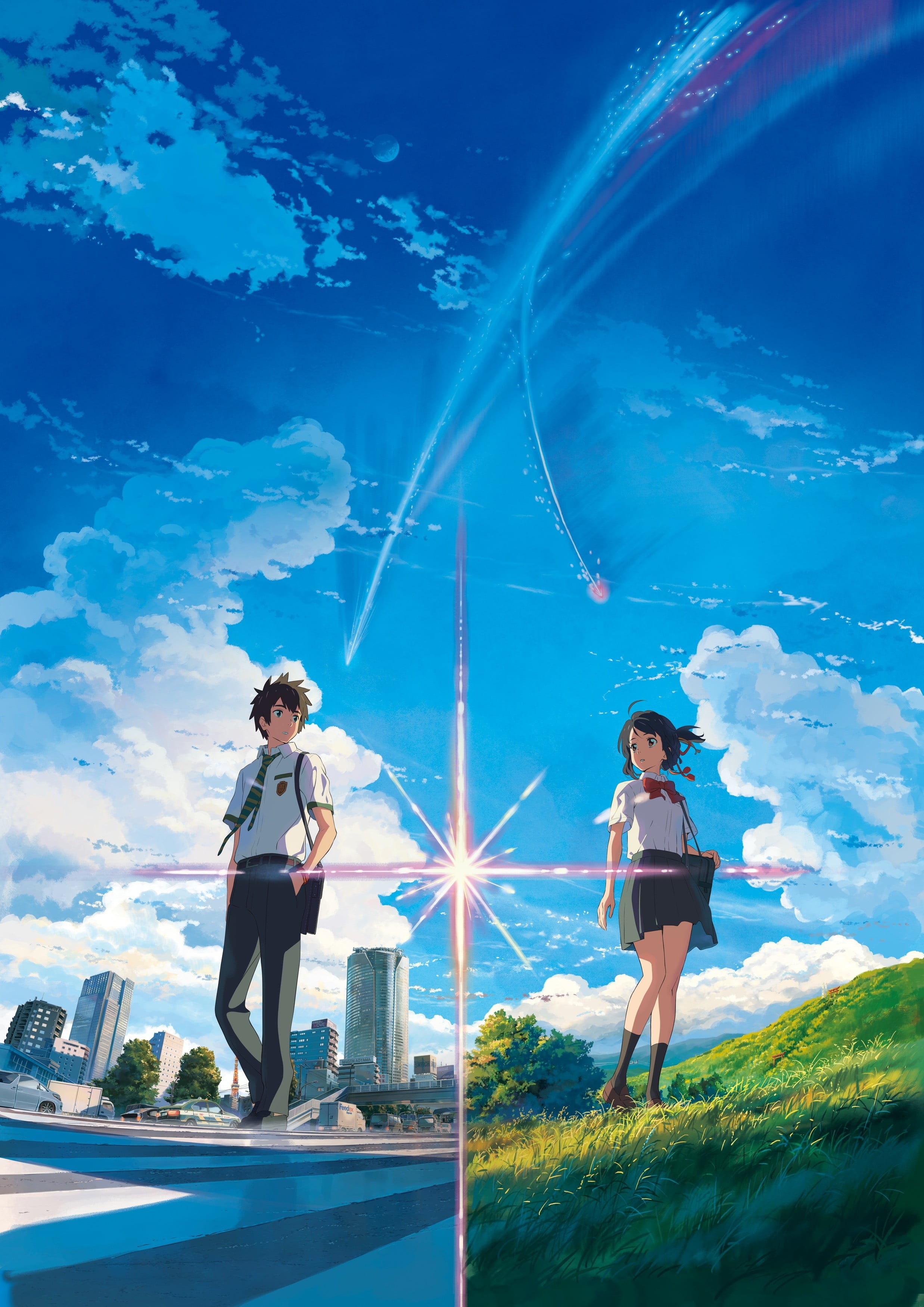 Your Name anime characters girls landscape Kimi no Na Wa 2k