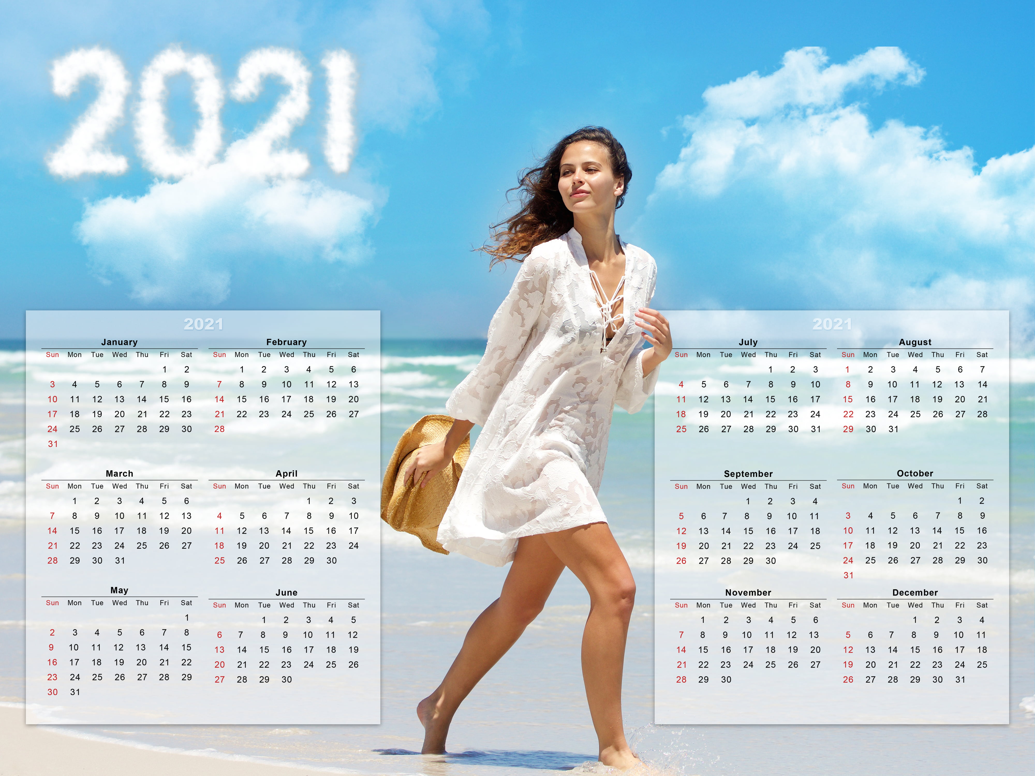 calendar beach 2k 4k