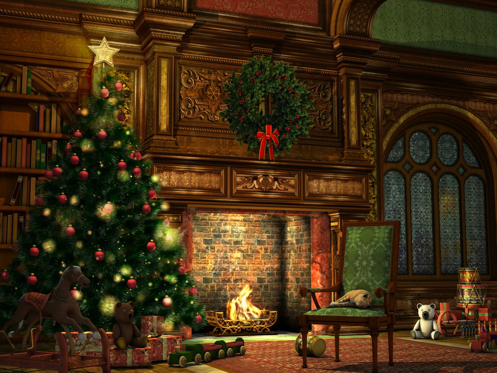 christmas tree and gift painting balls decoration lights style 2k
