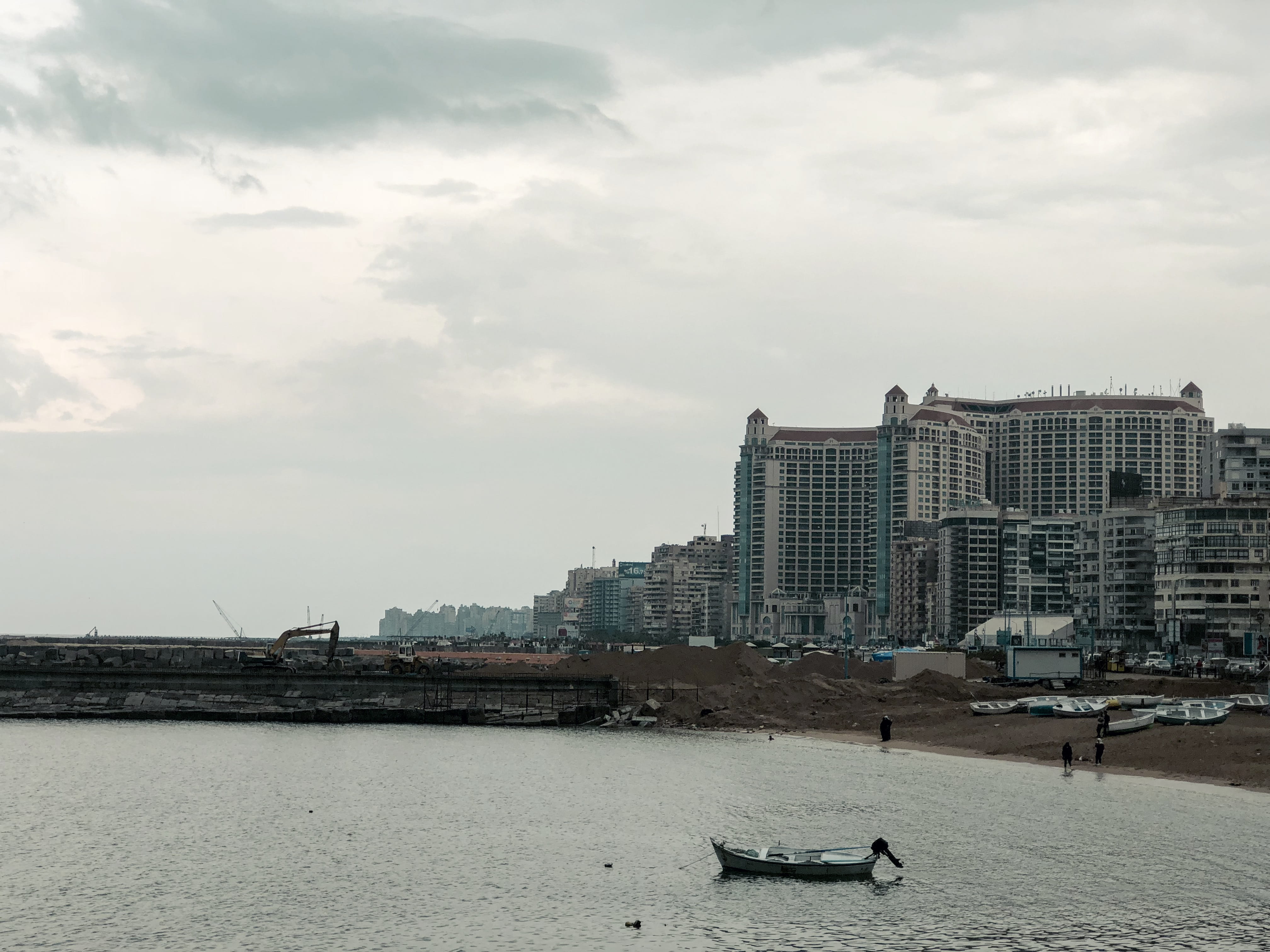 egypt alexandria landscape city building beach boat nautical vessel 2k 4k