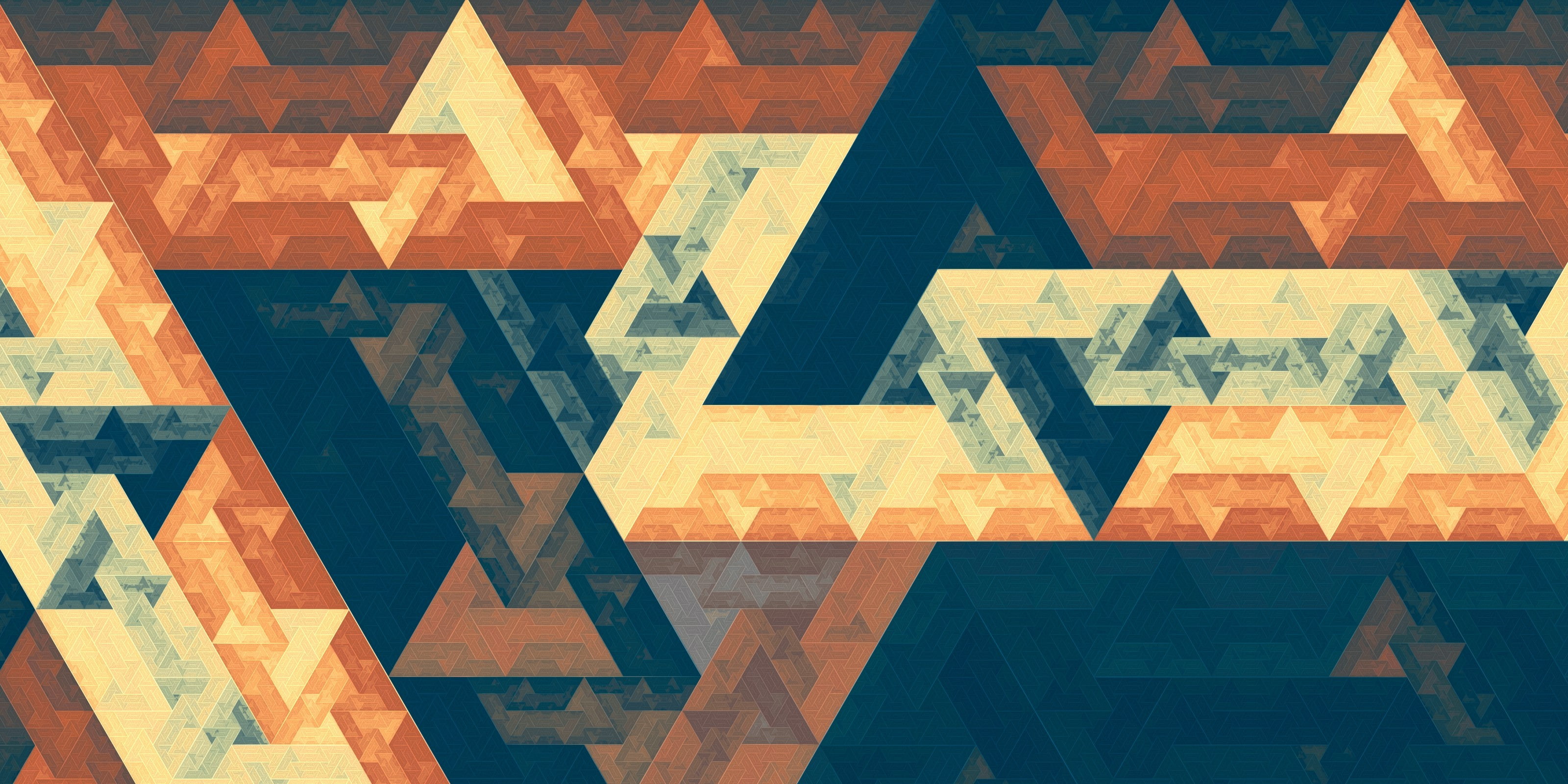 Fractal Apophysis Triangle Digital Art Abstract blue orange and brown textile 2k